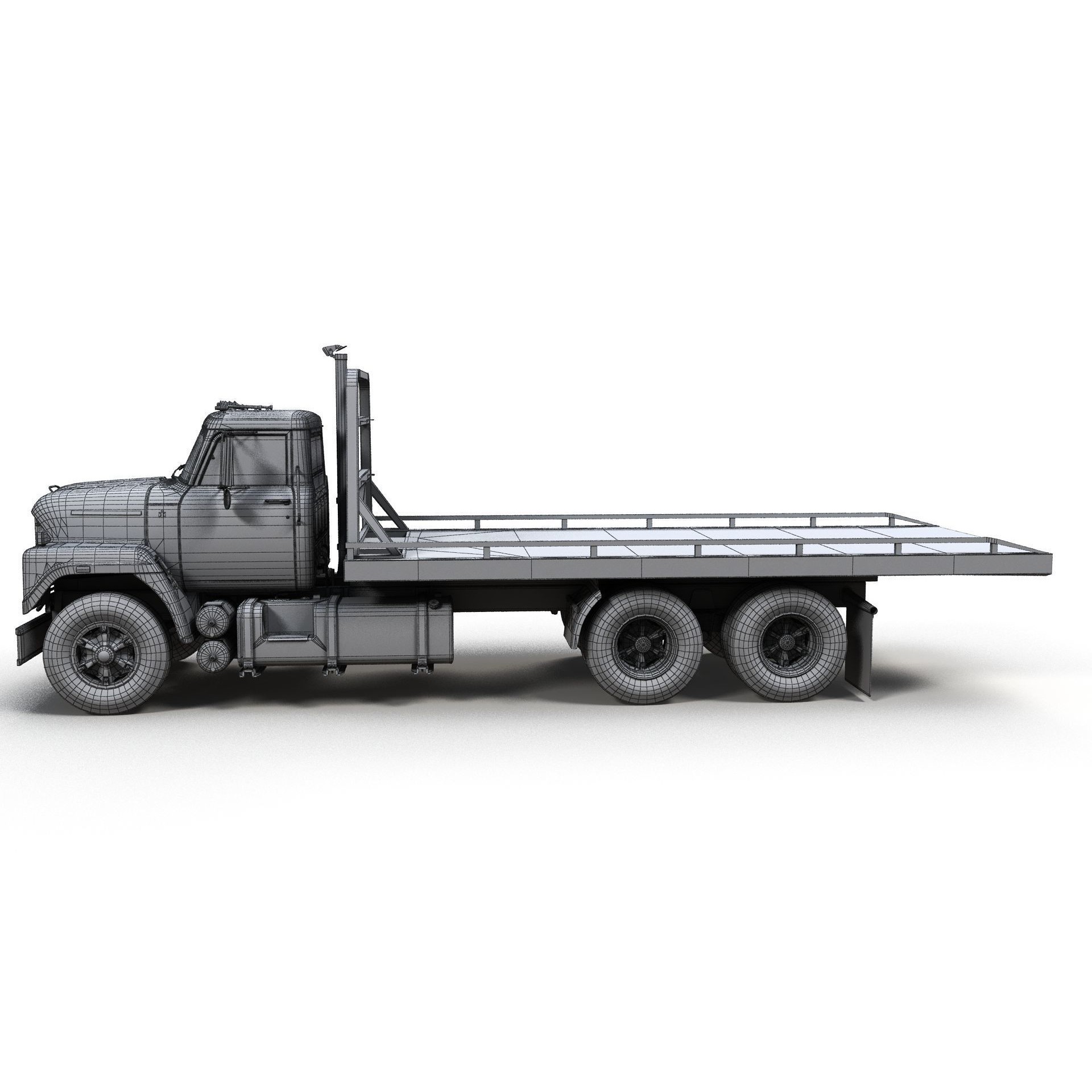 International Fleetstar Flatbed Truck - Low-Poly Game-Ready 3D Model - View 16