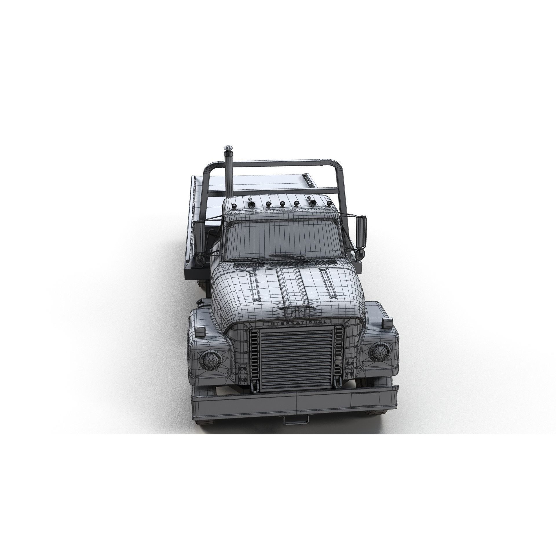 International Fleetstar Flatbed Truck - Low-Poly Game-Ready 3D Model - View 18