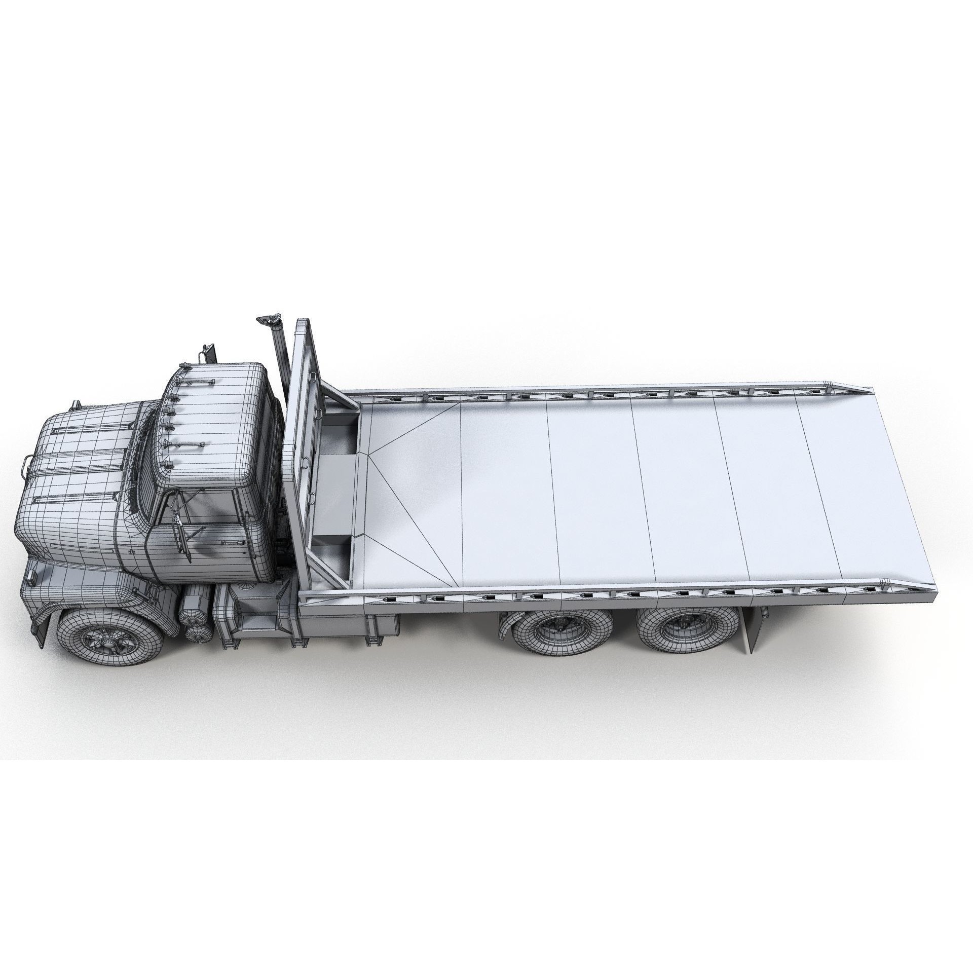 International Fleetstar Flatbed Truck - Low-Poly Game-Ready 3D Model - View 19