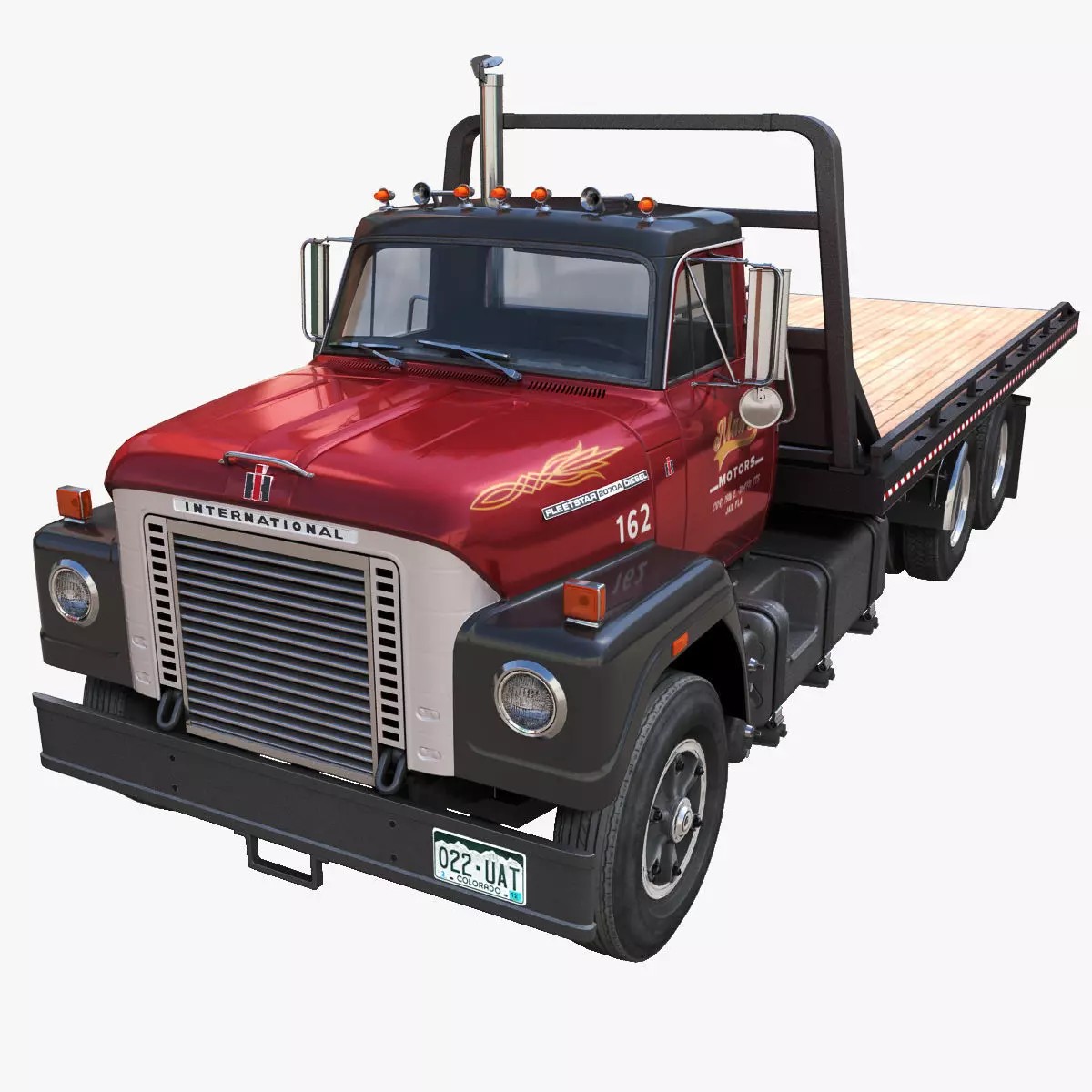 International Fleetstar Flatbed Truck - Low-Poly Game-Ready 3D Model - View 2