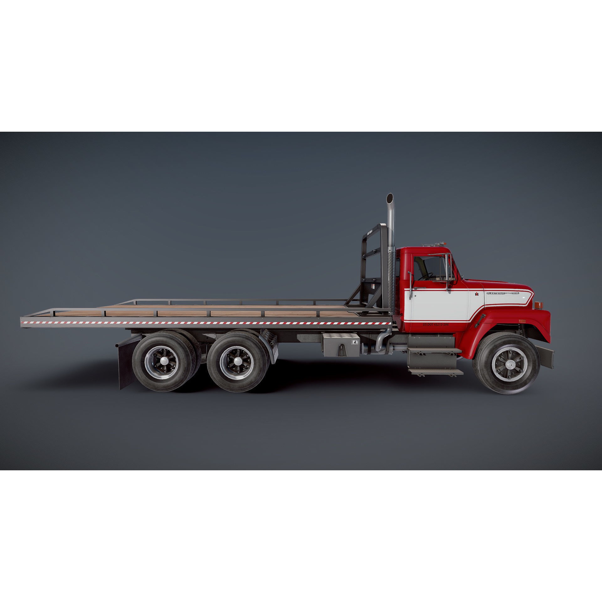 International Fleetstar Flatbed Truck - Low-Poly Game-Ready 3D Model - View 20