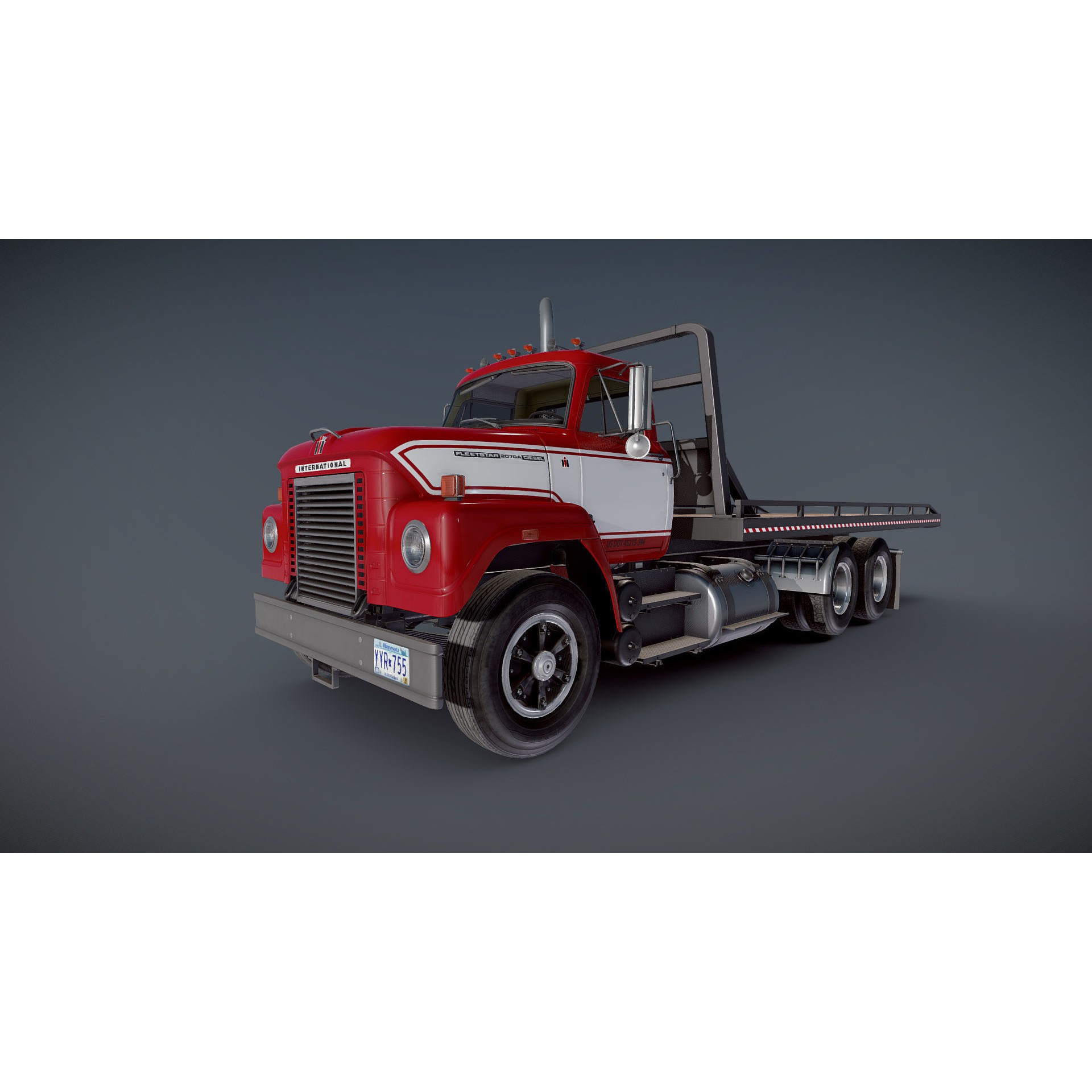 International Fleetstar Flatbed Truck - Low-Poly Game-Ready 3D Model - View 21