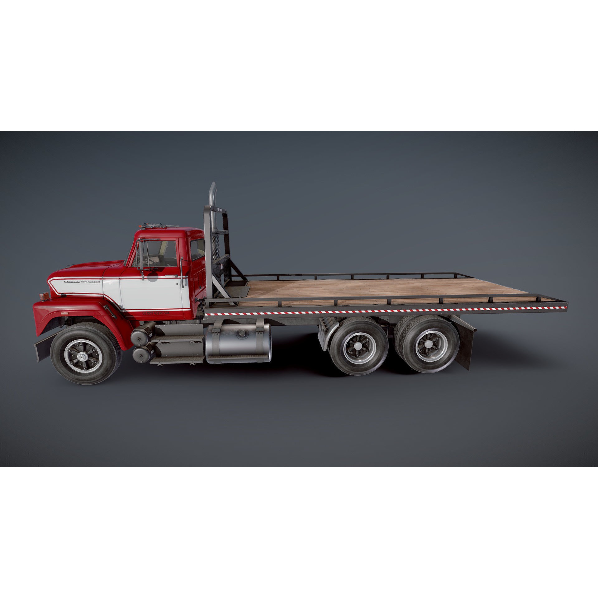 International Fleetstar Flatbed Truck - Low-Poly Game-Ready 3D Model - View 22