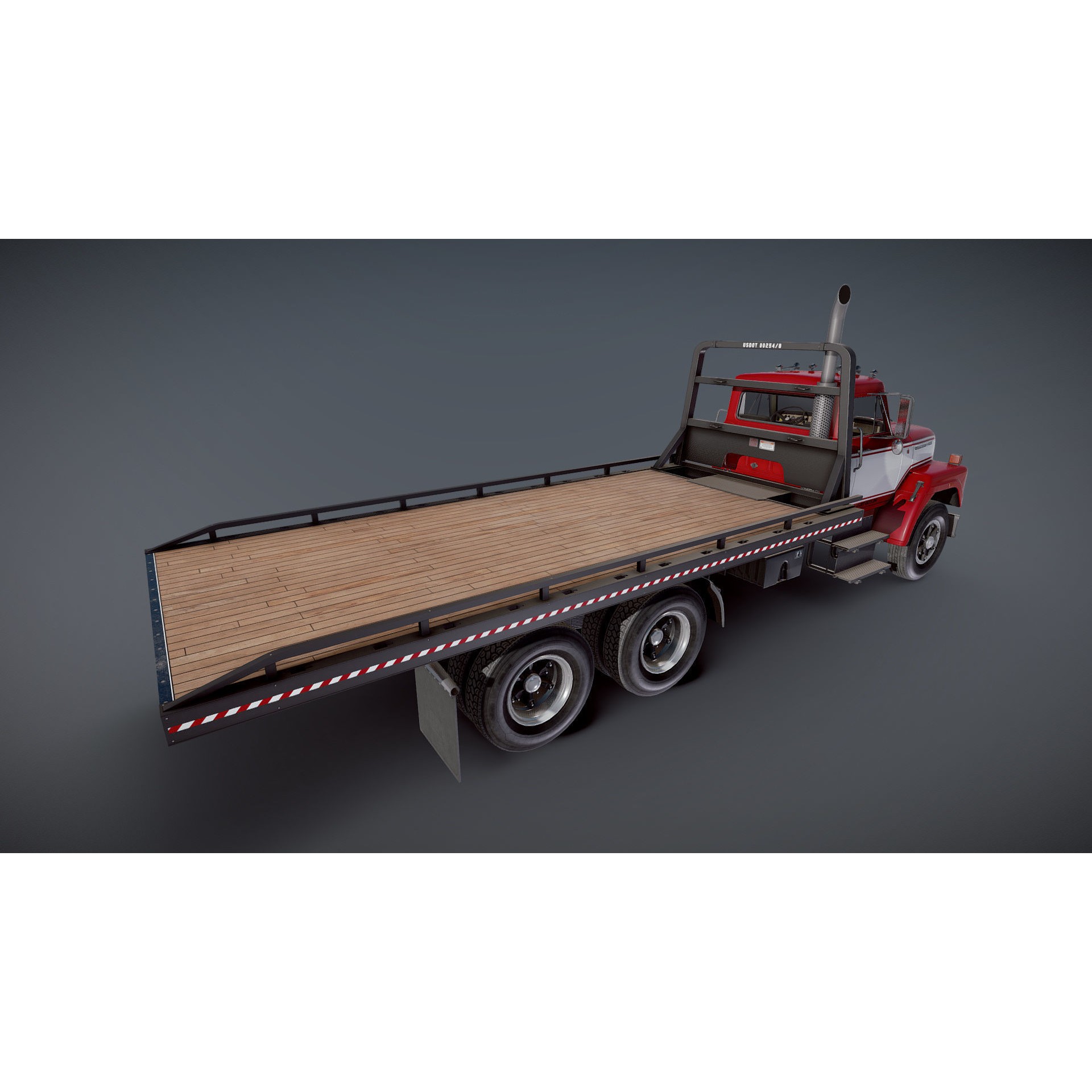 International Fleetstar Flatbed Truck - Low-Poly Game-Ready 3D Model - View 24