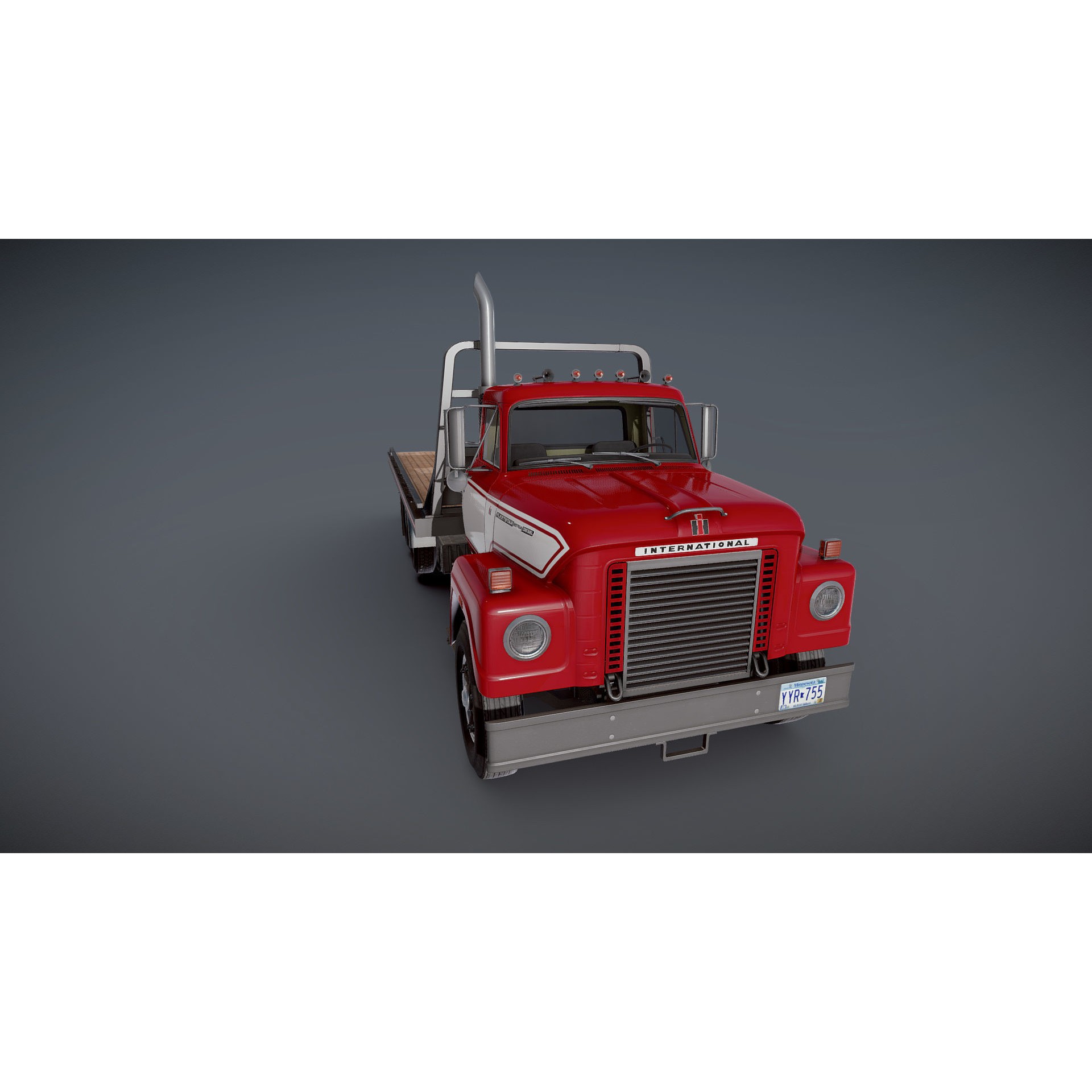 International Fleetstar Flatbed Truck - Low-Poly Game-Ready 3D Model - View 26