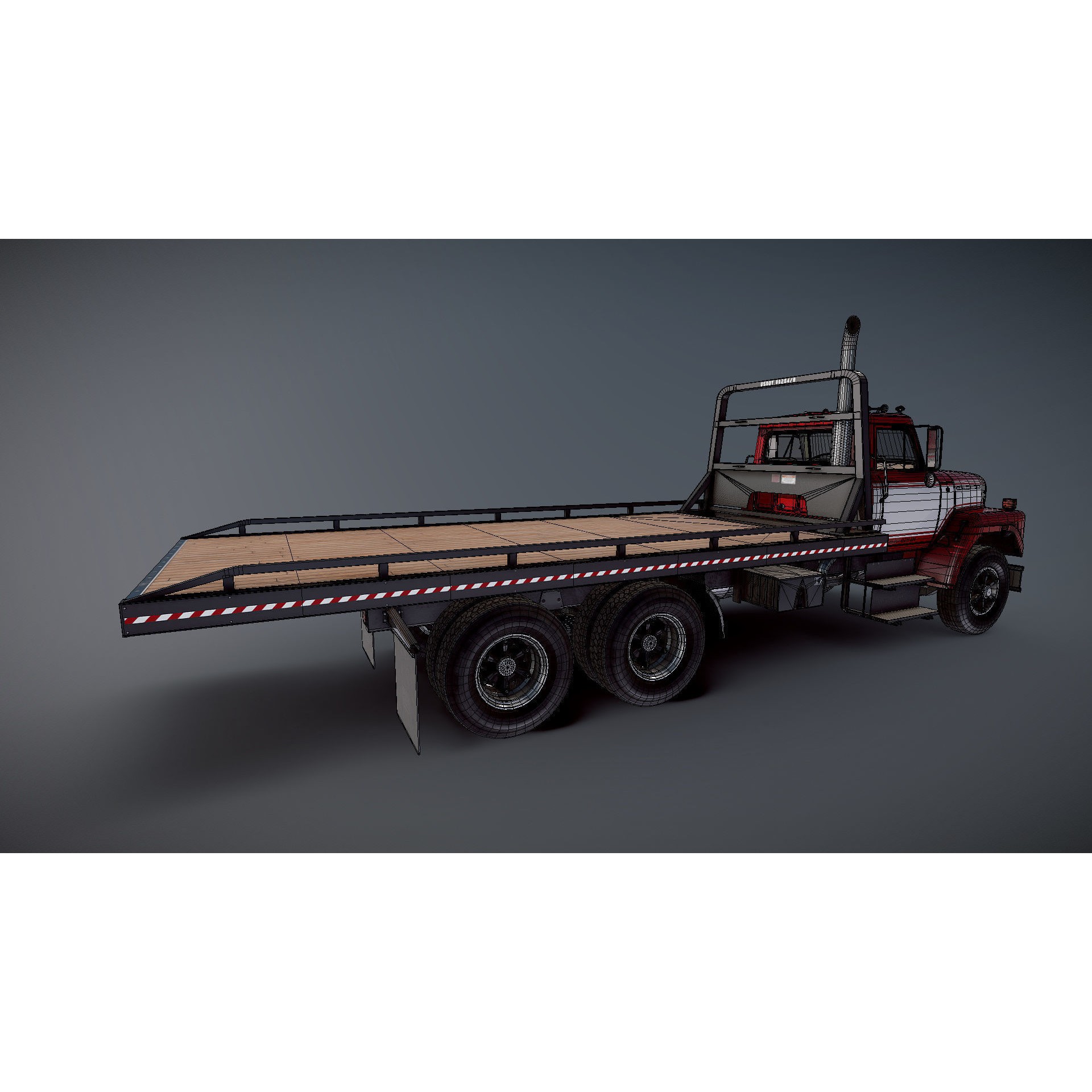 International Fleetstar Flatbed Truck - Low-Poly Game-Ready 3D Model - View 29
