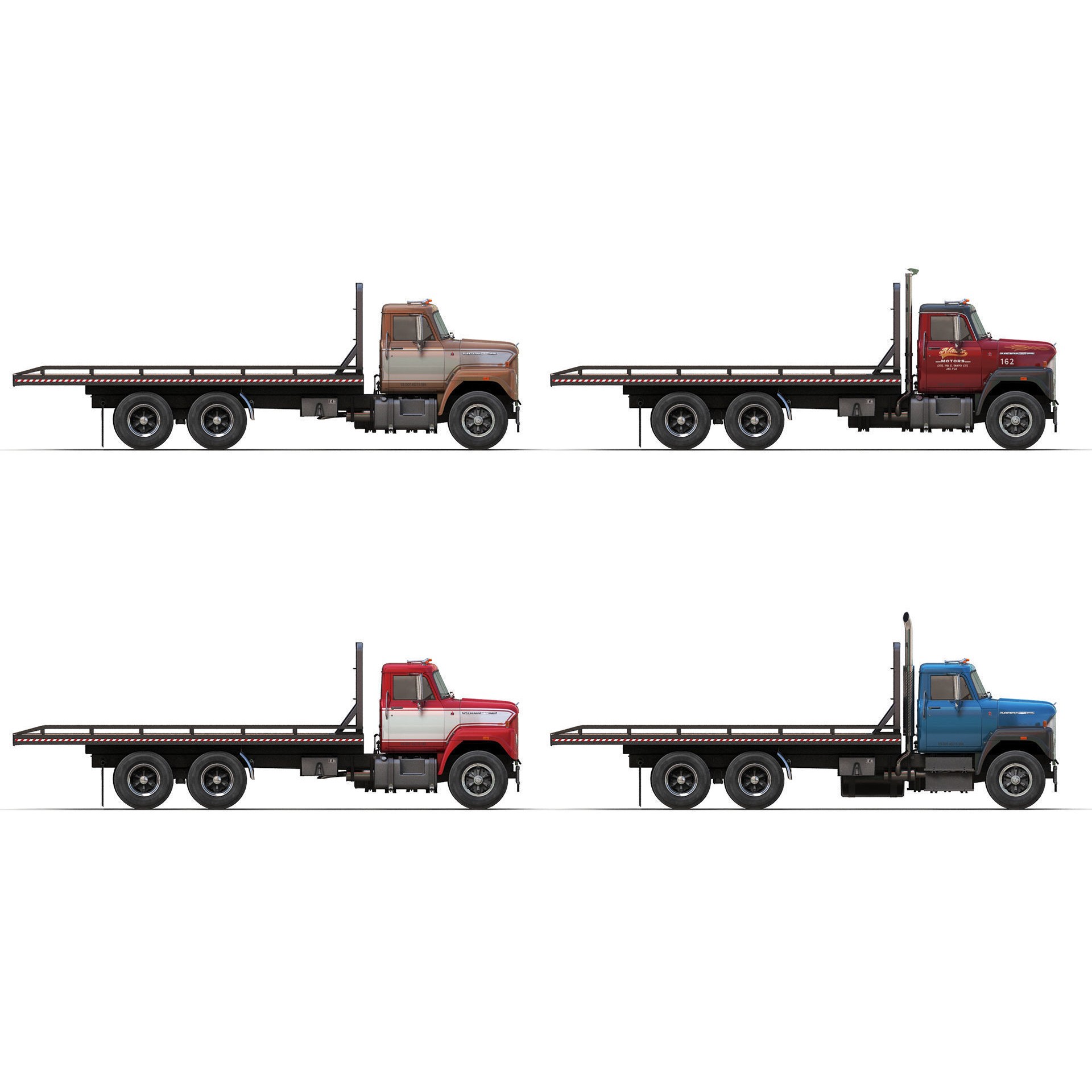 International Fleetstar Flatbed Truck - Low-Poly Game-Ready 3D Model - View 3