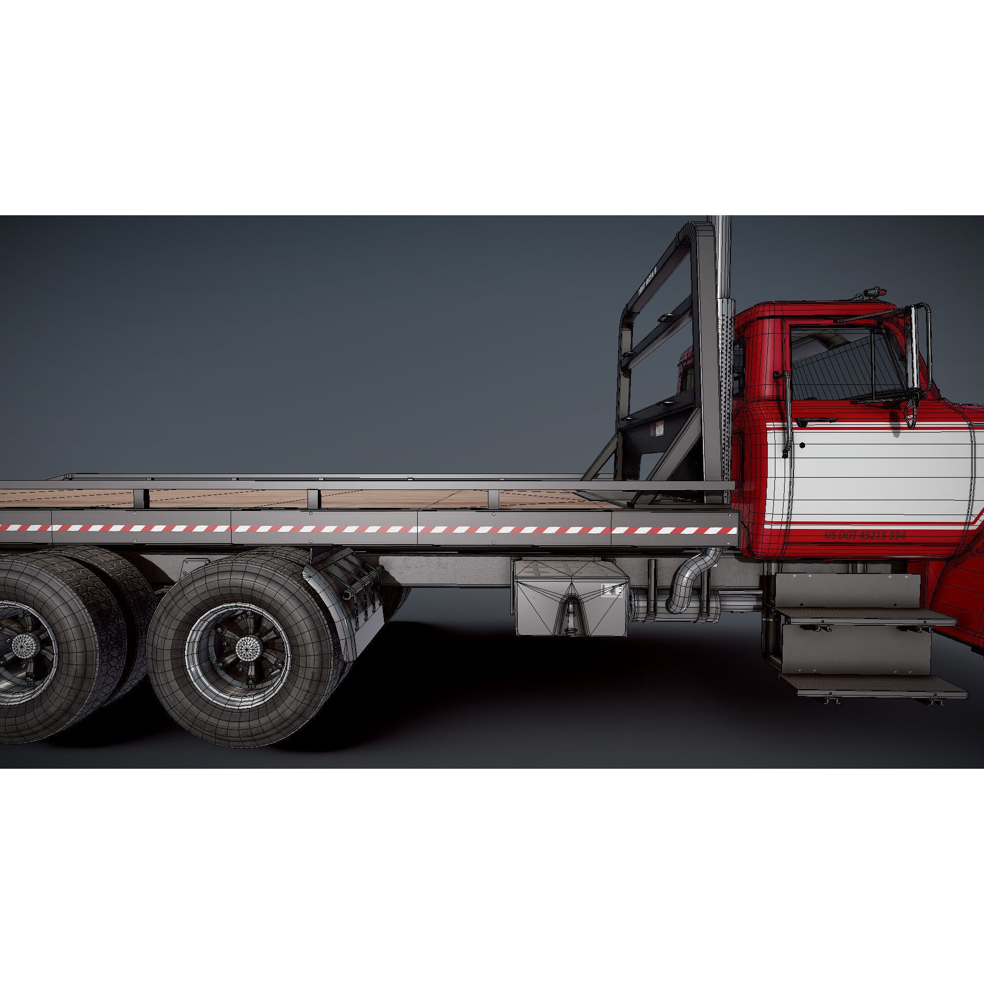 International Fleetstar Flatbed Truck - Low-Poly Game-Ready 3D Model - View 31