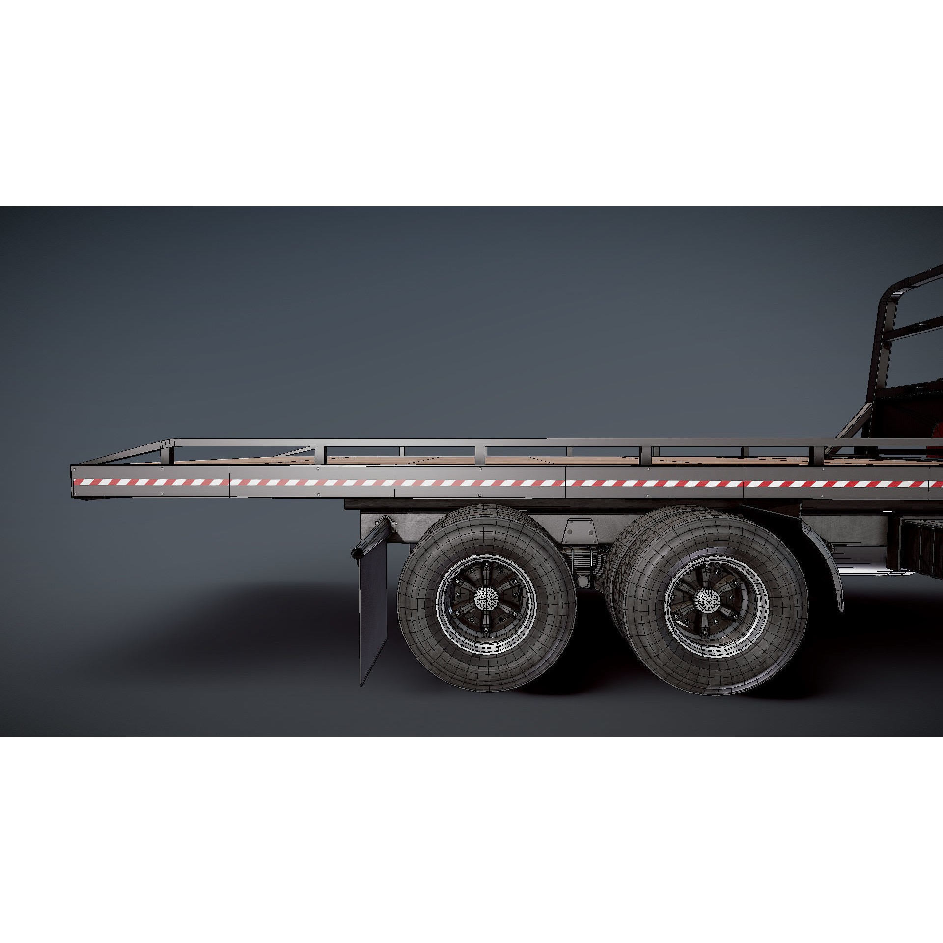 International Fleetstar Flatbed Truck - Low-Poly Game-Ready 3D Model - View 32