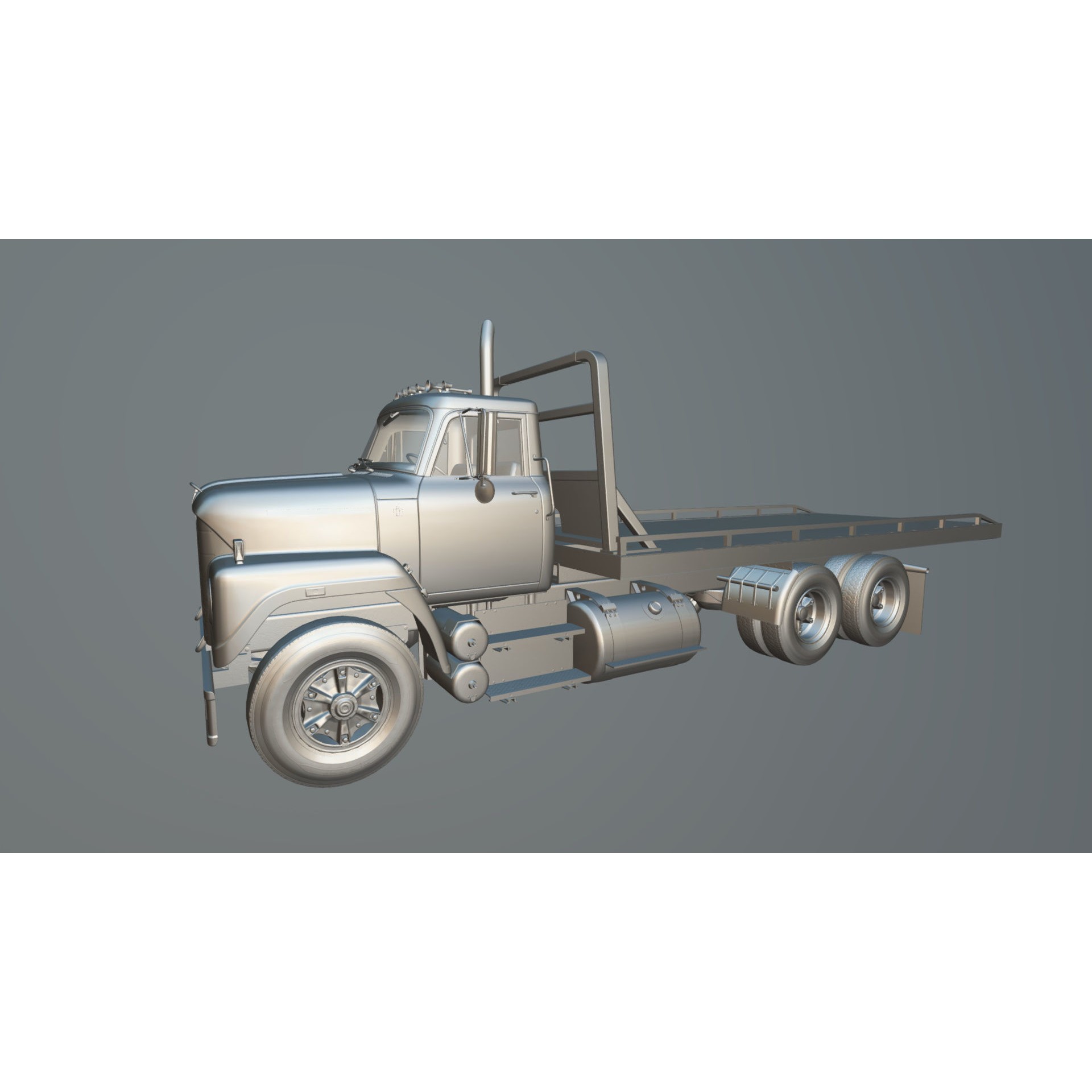 International Fleetstar Flatbed Truck - Low-Poly Game-Ready 3D Model - View 33