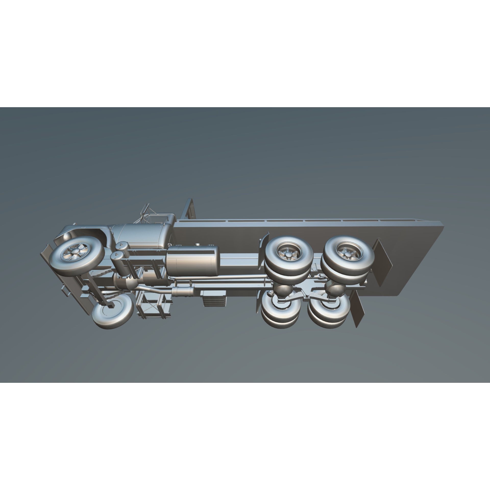 International Fleetstar Flatbed Truck - Low-Poly Game-Ready 3D Model - View 34