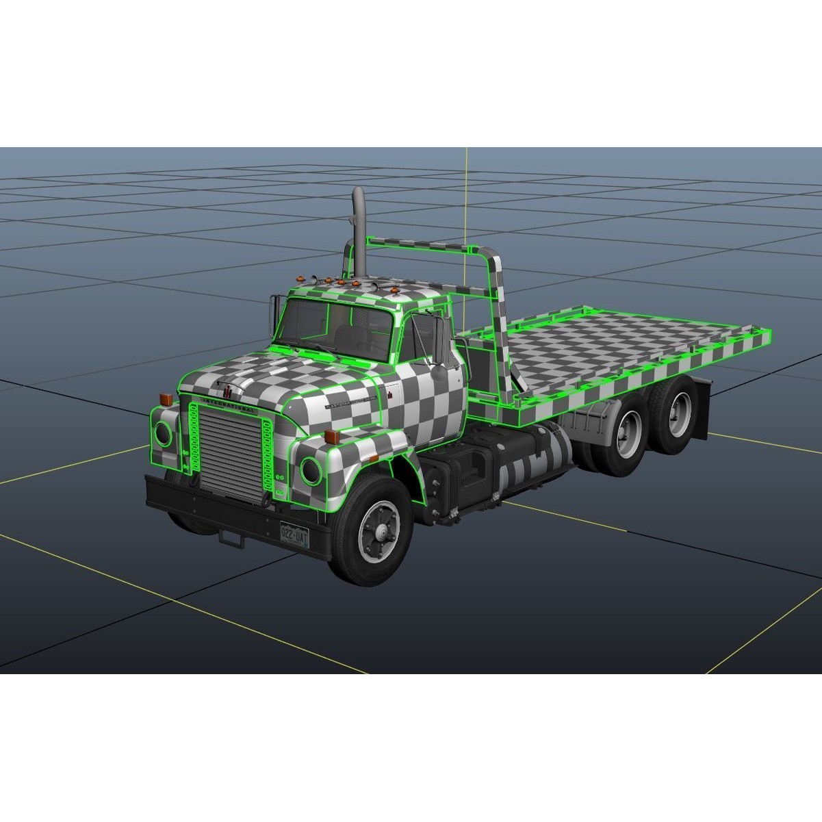 International Fleetstar Flatbed Truck - Low-Poly Game-Ready 3D Model - View 42