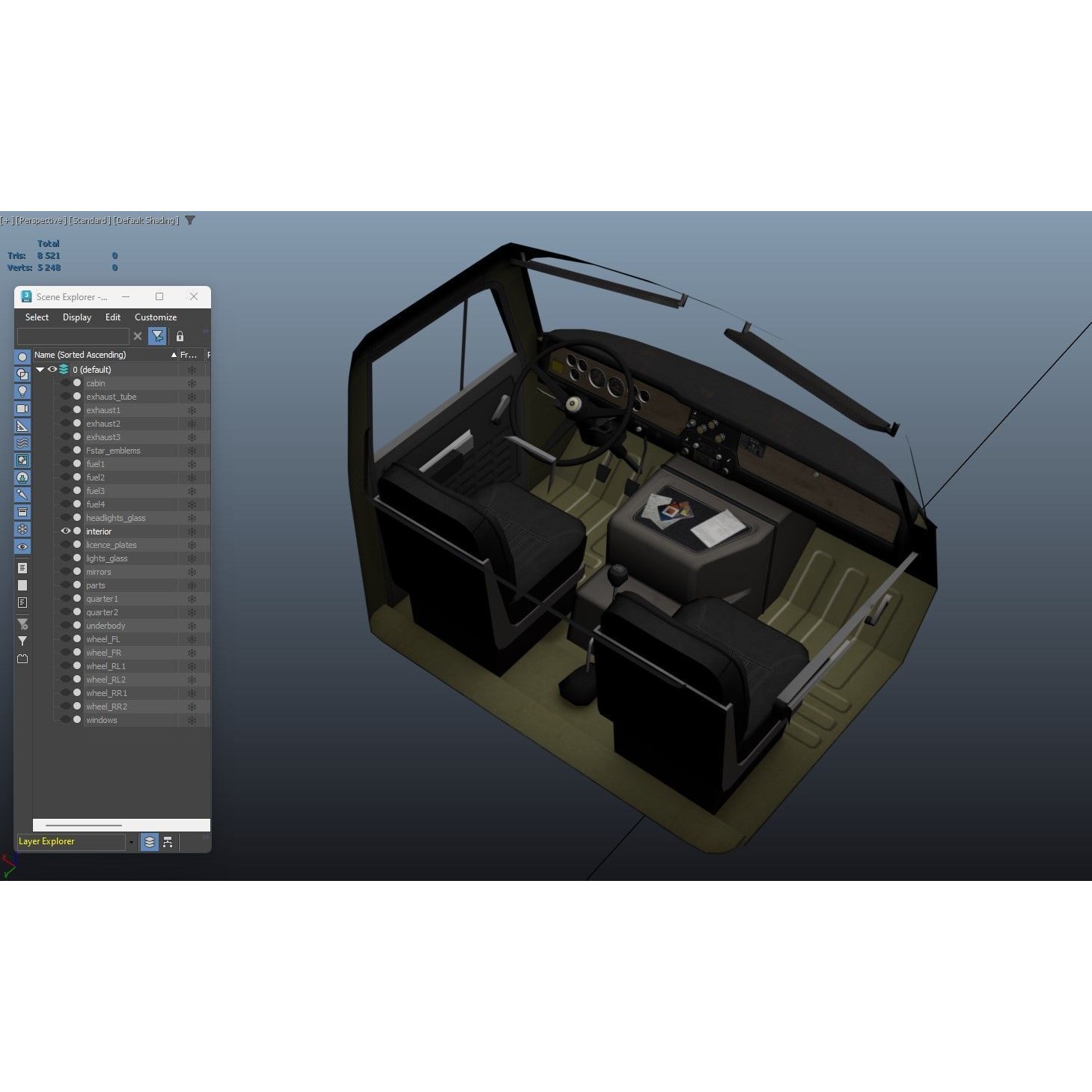 International Fleetstar Flatbed Truck - Low-Poly Game-Ready 3D Model - View 43