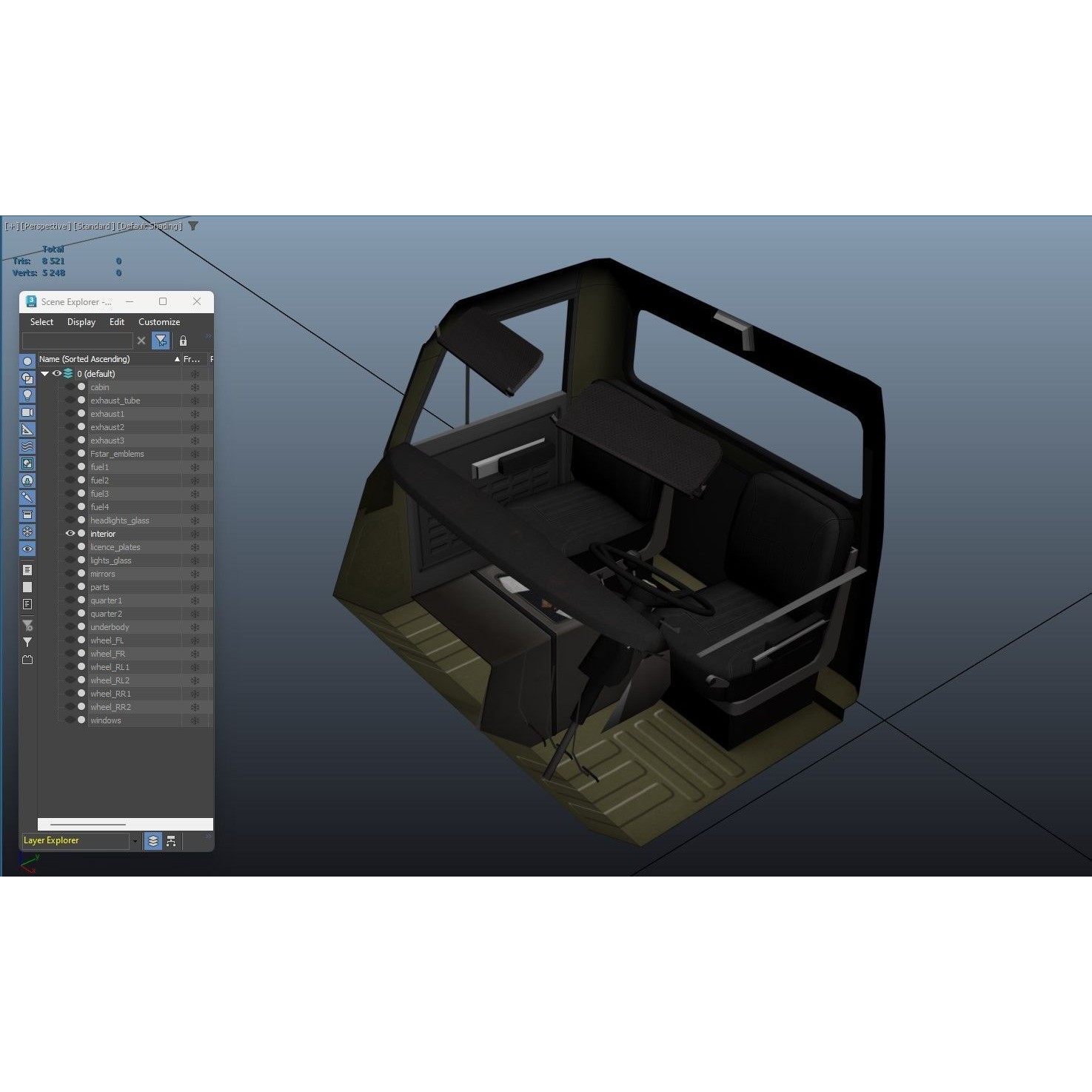 International Fleetstar Flatbed Truck - Low-Poly Game-Ready 3D Model - View 44