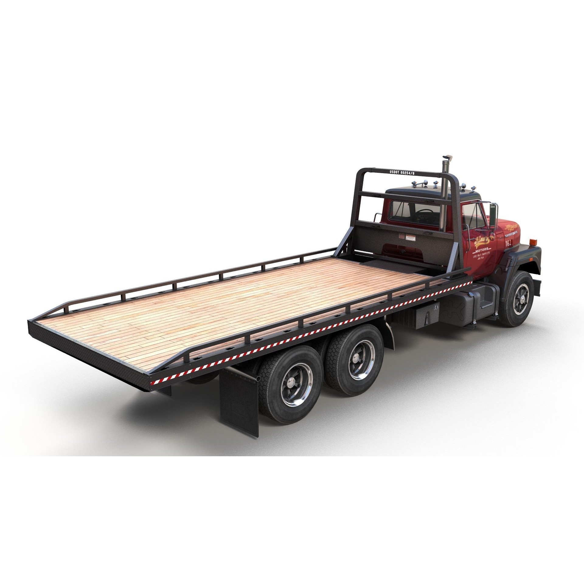 International Fleetstar Flatbed Truck - Low-Poly Game-Ready 3D Model - View 5