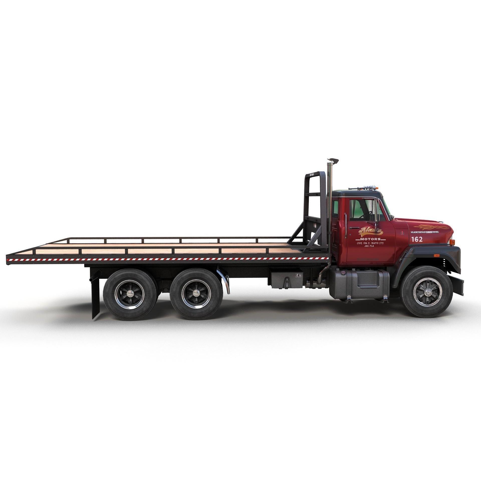 International Fleetstar Flatbed Truck - Low-Poly Game-Ready 3D Model - View 6