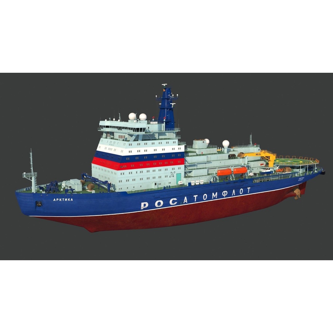 Project 22220 Icebreaker 3D Model – PBR Textured Industrial Ship, FBX