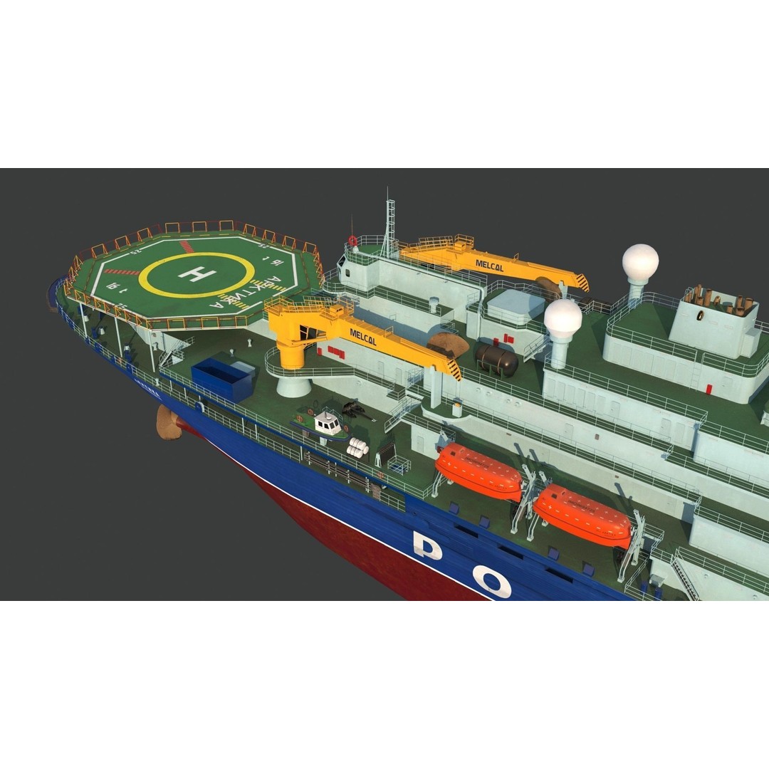 Project 22220 Icebreaker 3D Model – PBR Textured Industrial Ship, FBX - View 8
