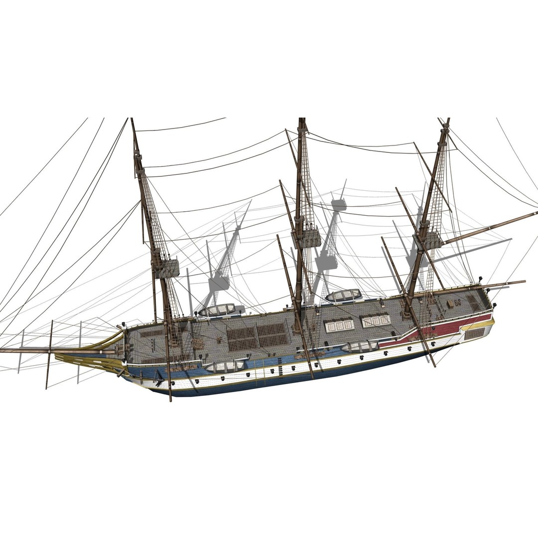 Corvette 3D Model – Low Poly Naval Warship, FBX, Game Ready - View 10