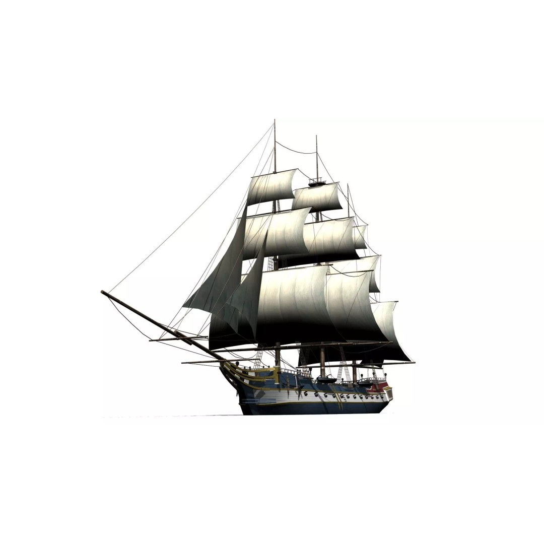 Corvette 3D Model – Low Poly Naval Warship, FBX, Game Ready - View 2