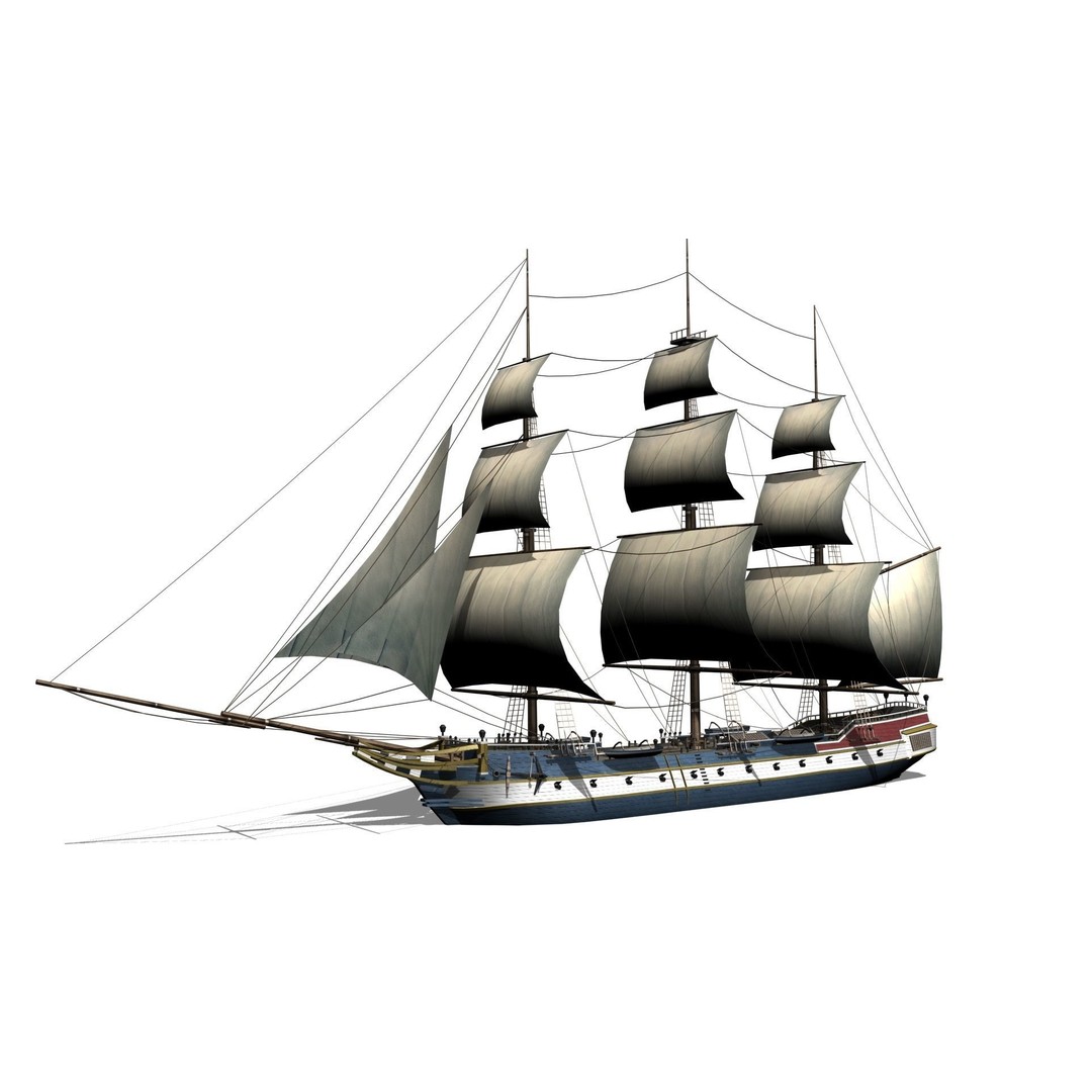 Corvette 3D Model – Low Poly Naval Warship, FBX, Game Ready - View 4