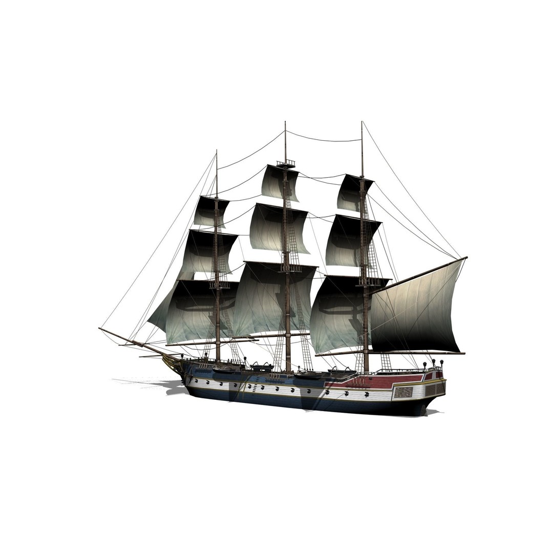 Corvette 3D Model – Low Poly Naval Warship, FBX, Game Ready - View 5