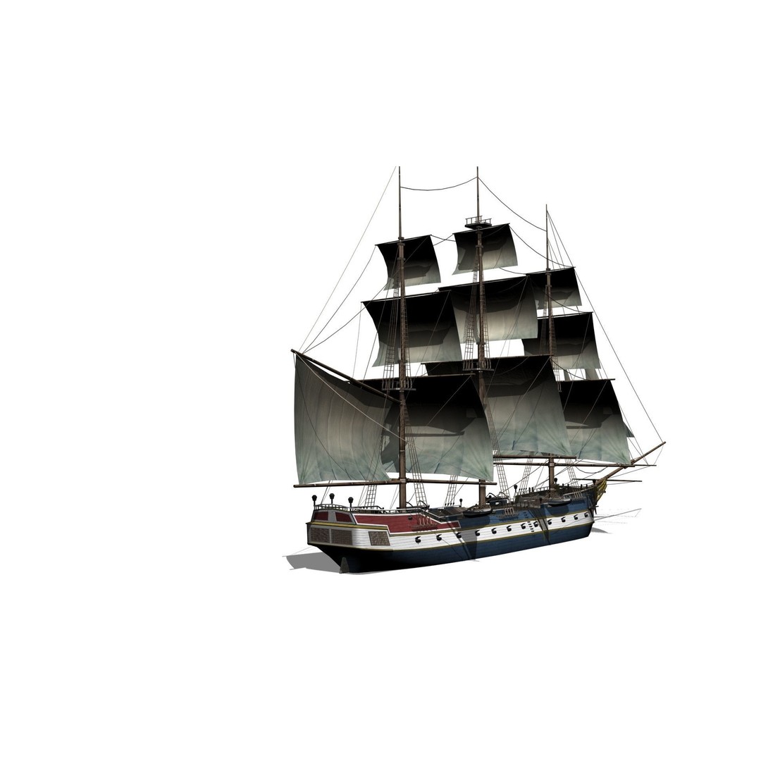 Corvette 3D Model – Low Poly Naval Warship, FBX, Game Ready - View 7
