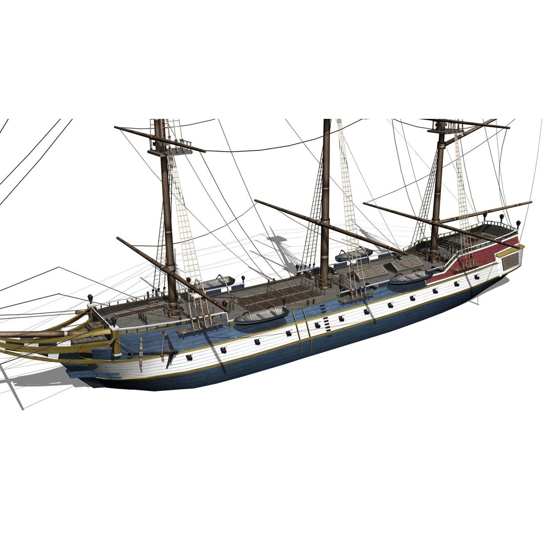 Corvette 3D Model – Low Poly Naval Warship, FBX, Game Ready - View 8