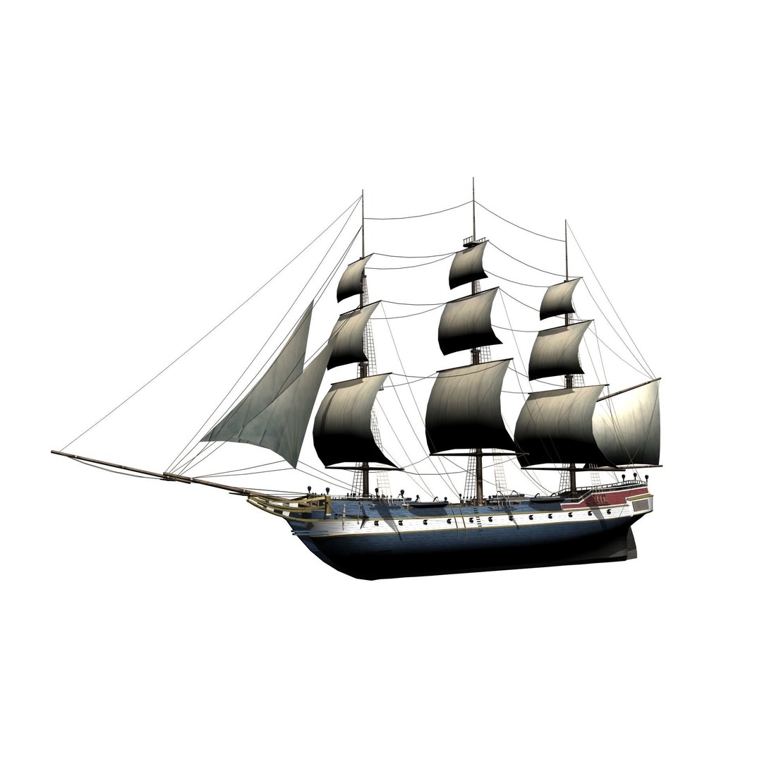 Corvette 3D Model – Low Poly Naval Warship, FBX, Game Ready - View 9