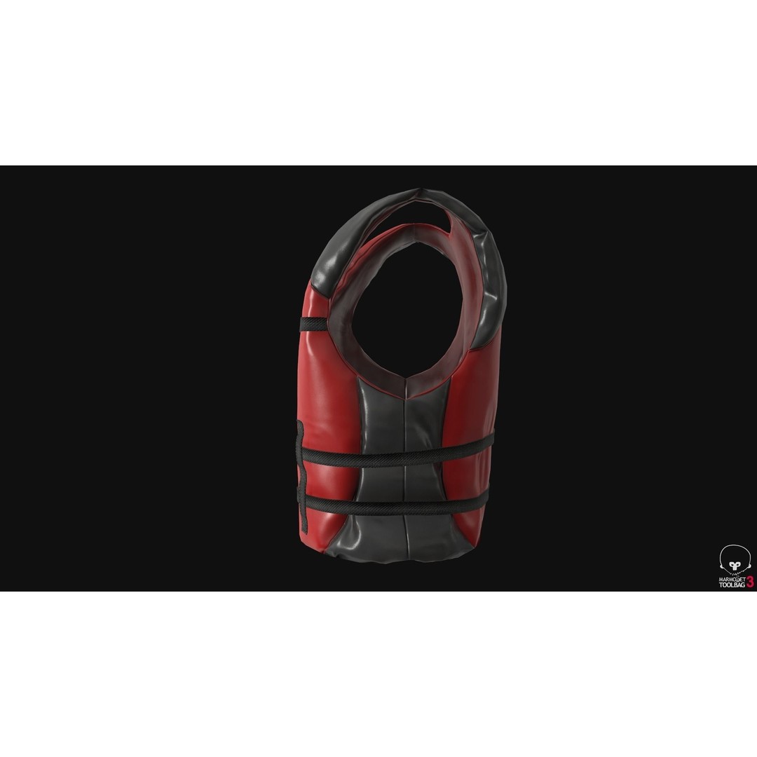 Life Jacket 3D Model – Low Poly PBR Game Asset, FBX, OBJ - View 11