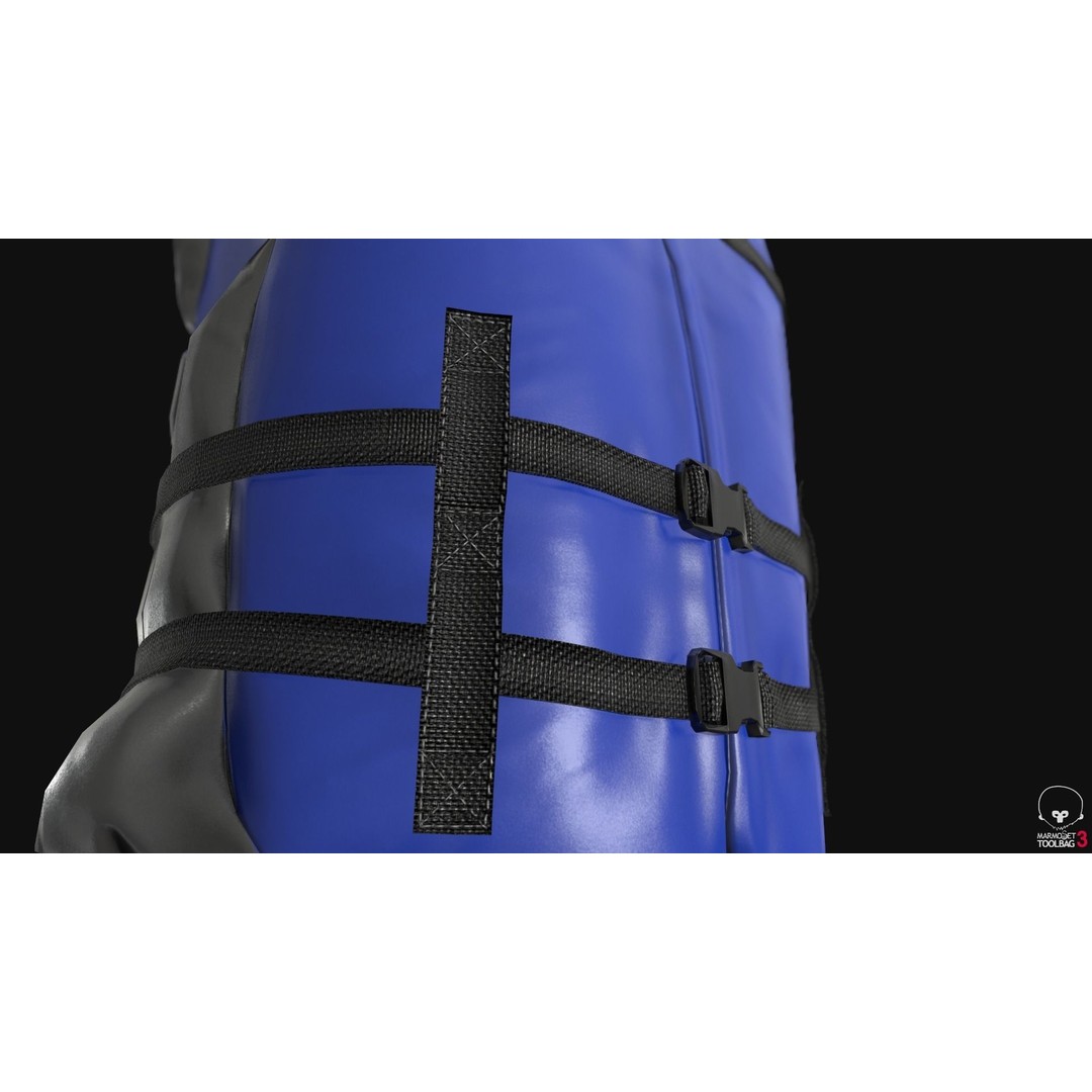 Life Jacket 3D Model – Low Poly PBR Game Asset, FBX, OBJ - View 16