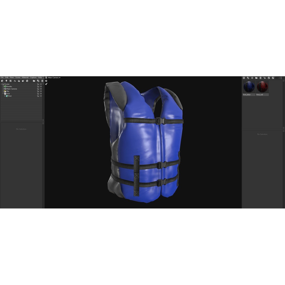 Life Jacket 3D Model – Low Poly PBR Game Asset, FBX, OBJ - View 24