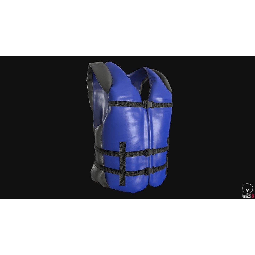 Life Jacket 3D Model – Low Poly PBR Game Asset, FBX, OBJ - View 4