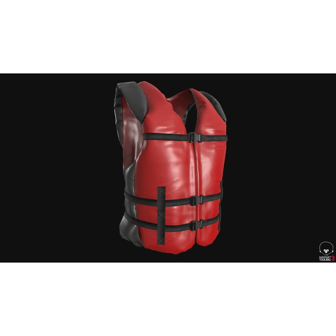 Life Jacket 3D Model – Low Poly PBR Game Asset, FBX, OBJ - View 5