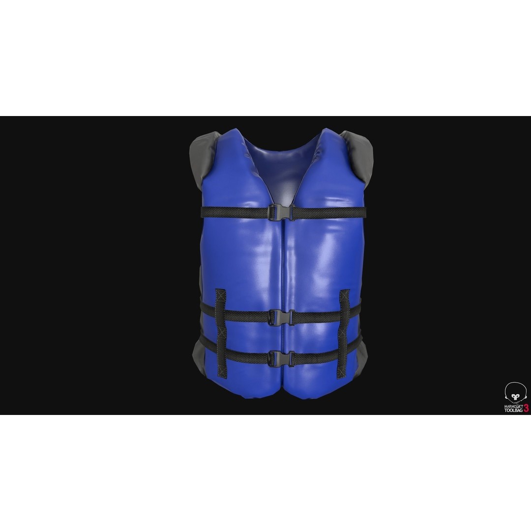 Life Jacket 3D Model – Low Poly PBR Game Asset, FBX, OBJ - View 6