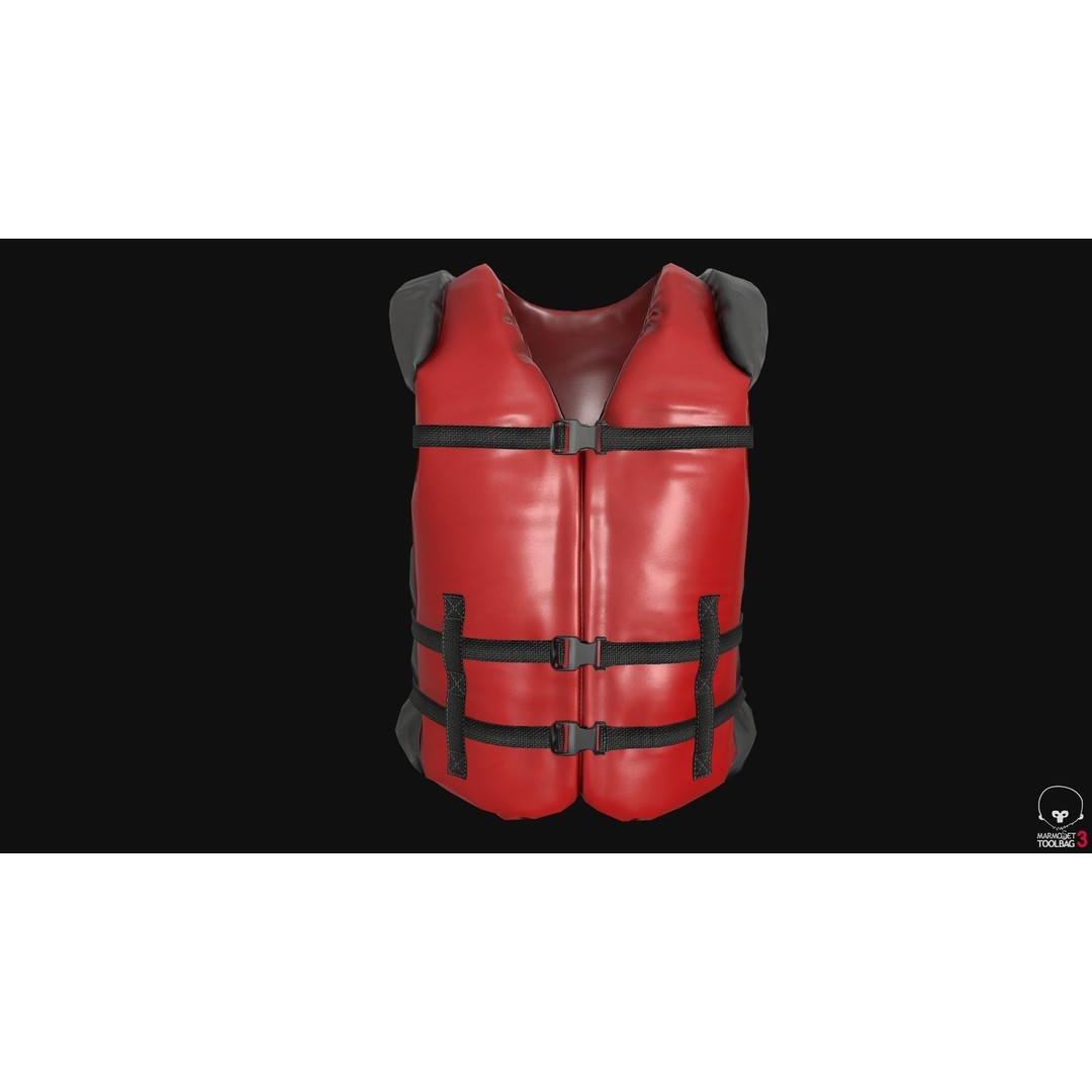 Life Jacket 3D Model – Low Poly PBR Game Asset, FBX, OBJ - View 7