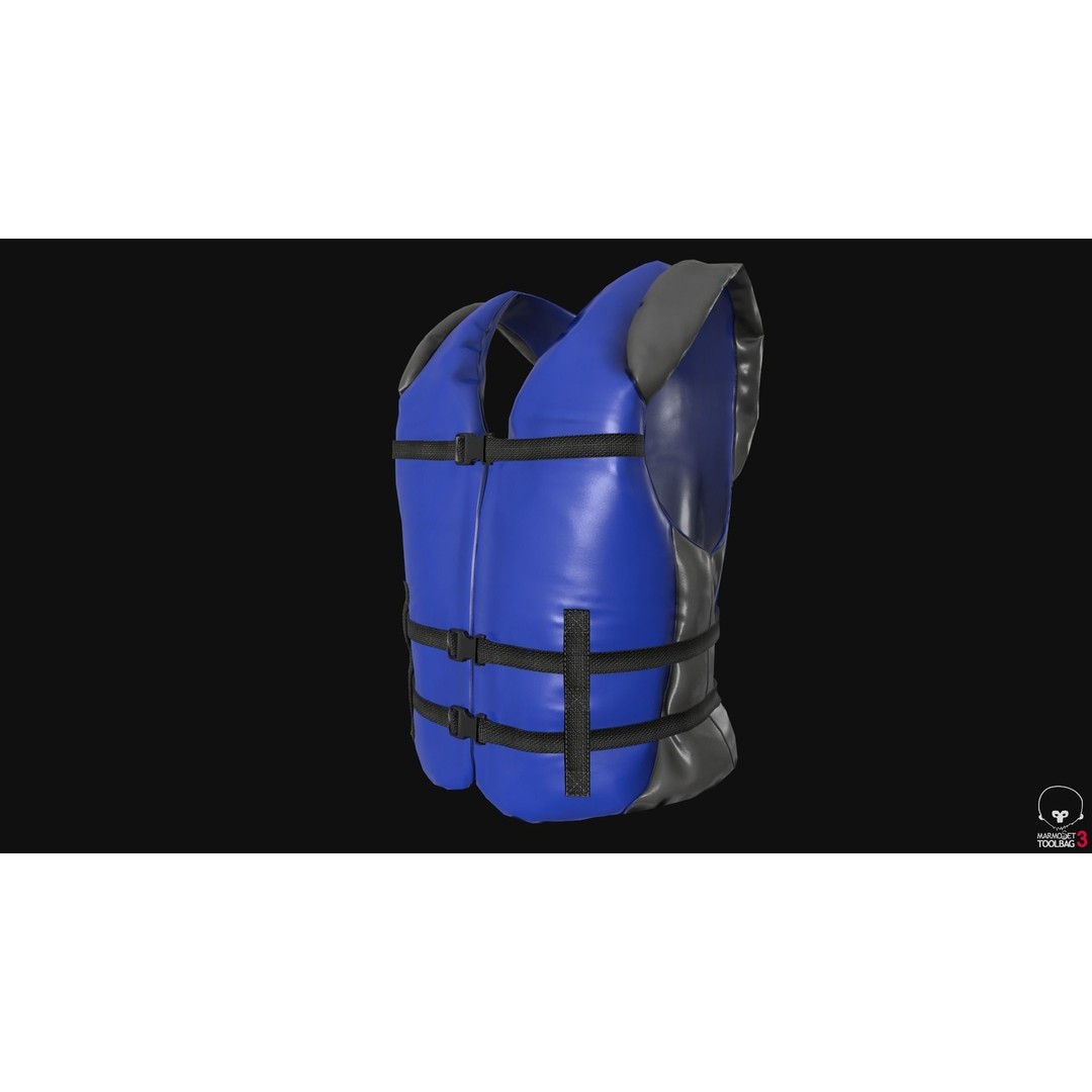 Life Jacket 3D Model – Low Poly PBR Game Asset, FBX, OBJ - View 8