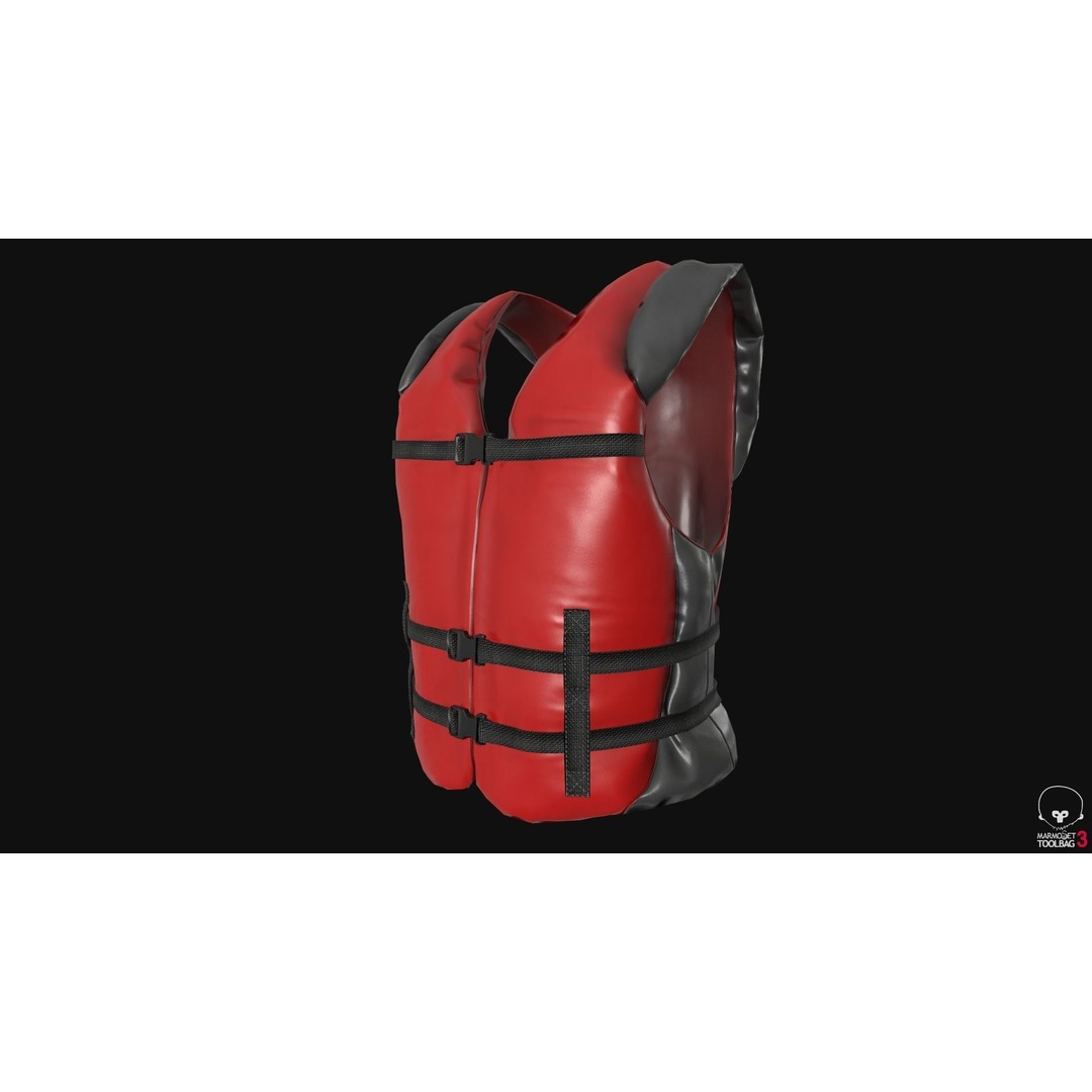 Life Jacket 3D Model – Low Poly PBR Game Asset, FBX, OBJ - View 9