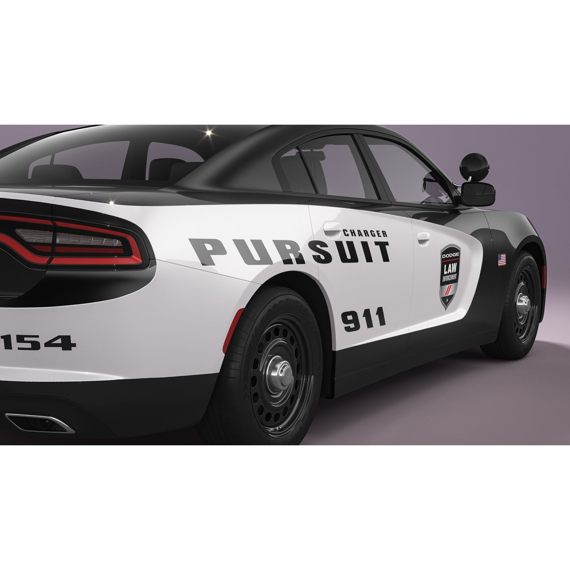 Dodge Charger Police - Game-Ready 3D Model - View 15