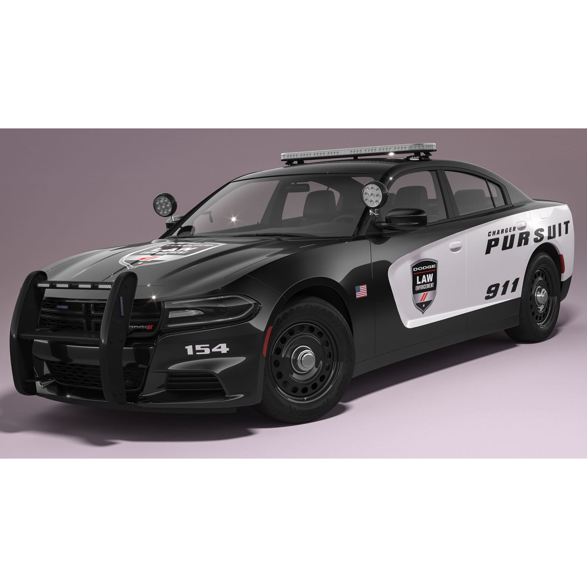 Dodge Charger Police - Game-Ready 3D Model - View 3