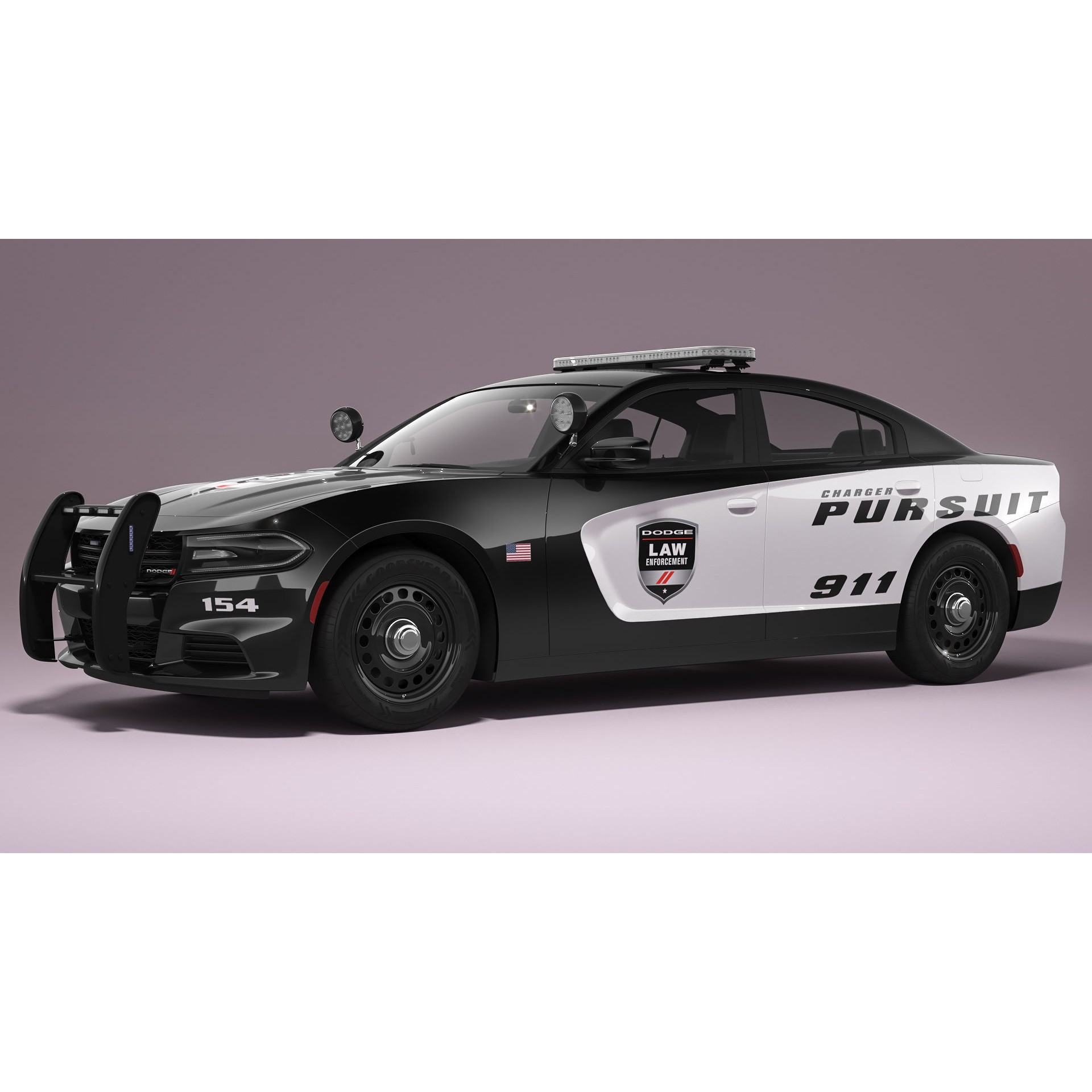 Dodge Charger Police - Game-Ready 3D Model - View 4