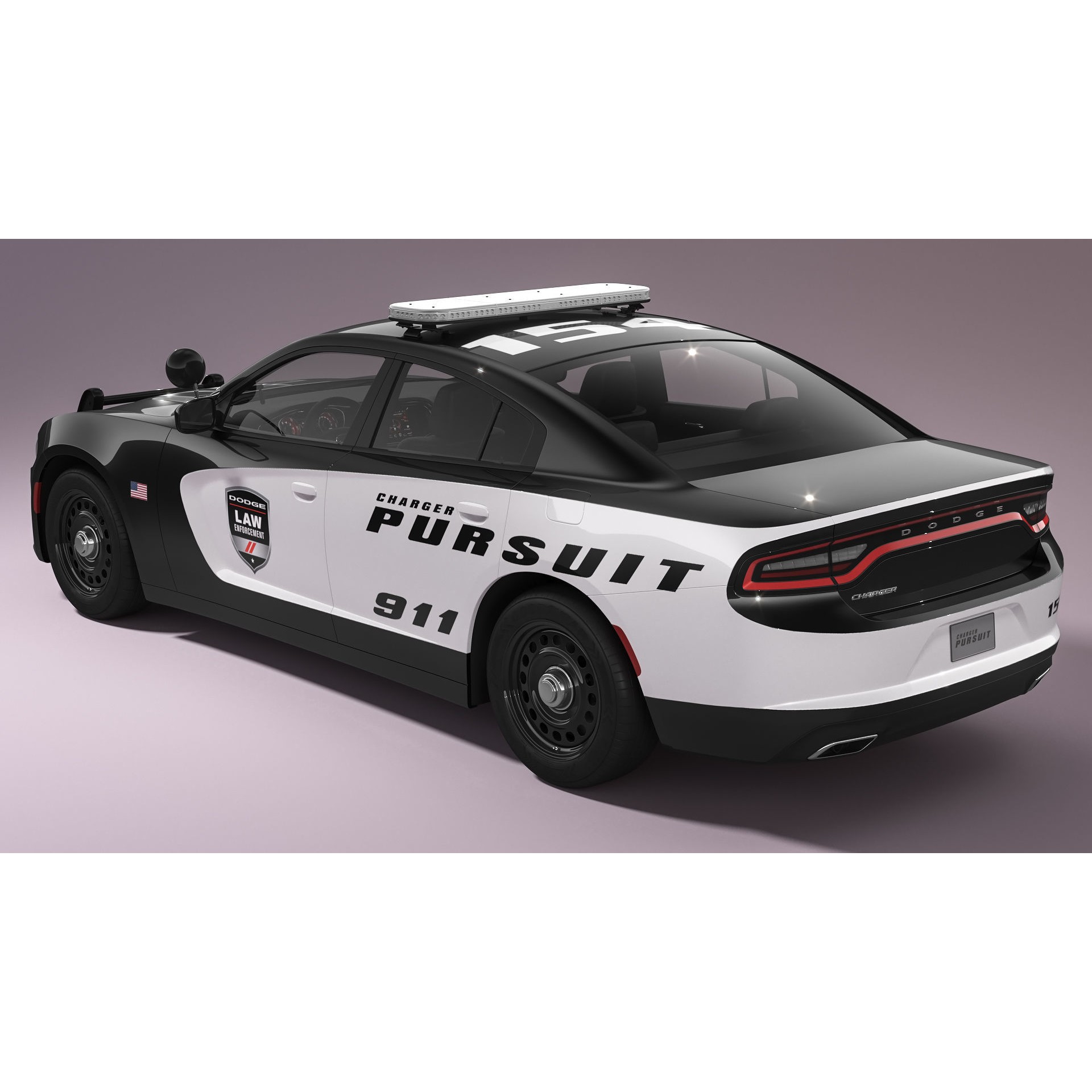 Dodge Charger Police - Game-Ready 3D Model - View 5