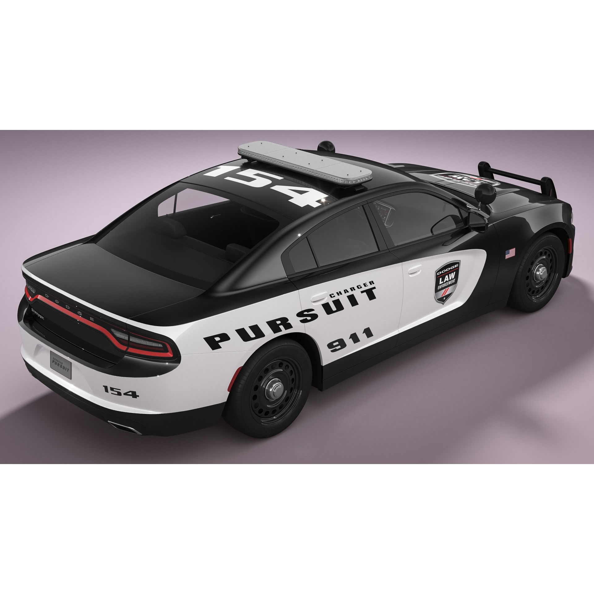 Dodge Charger Police - Game-Ready 3D Model - View 6