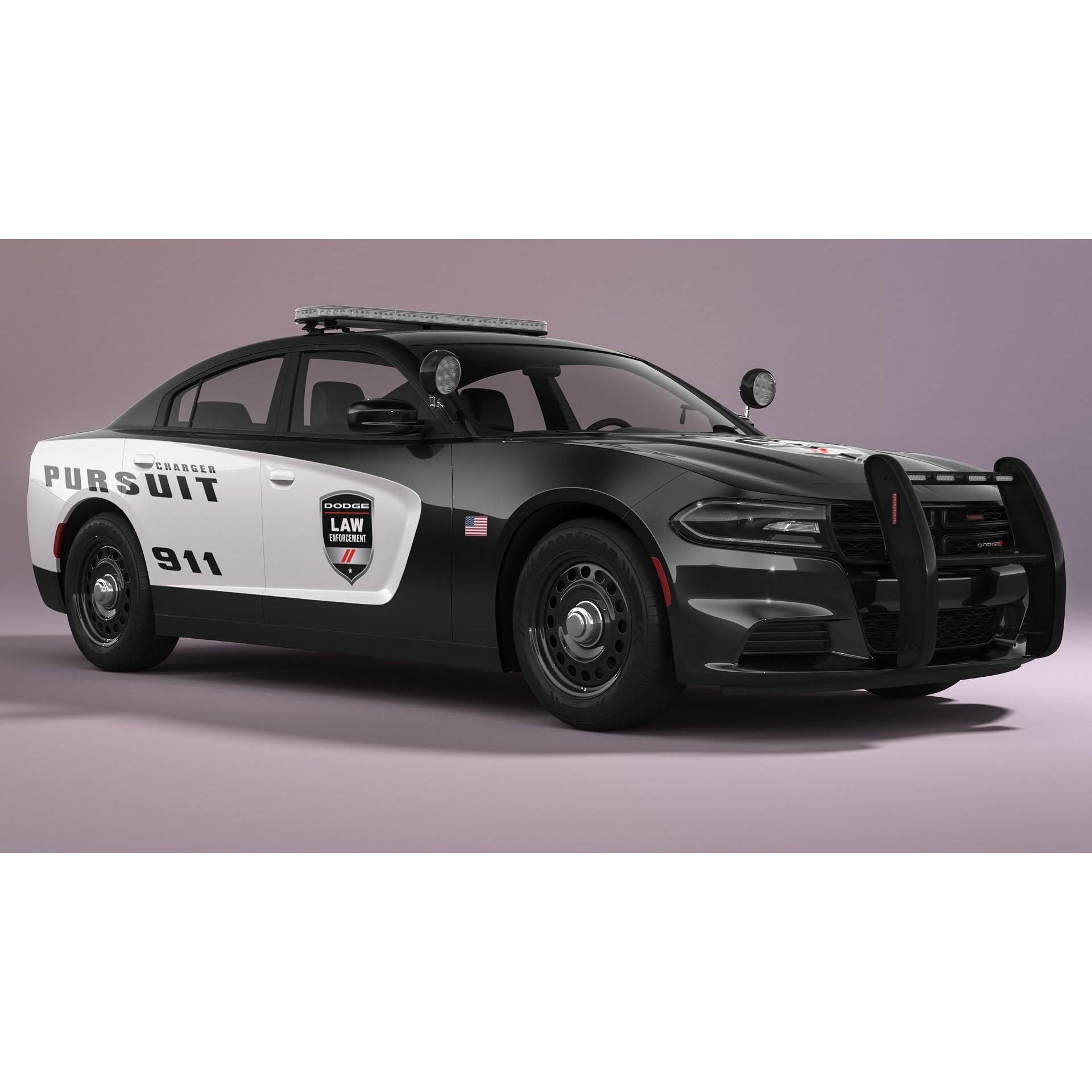 Dodge Charger Police - Game-Ready 3D Model - View 7