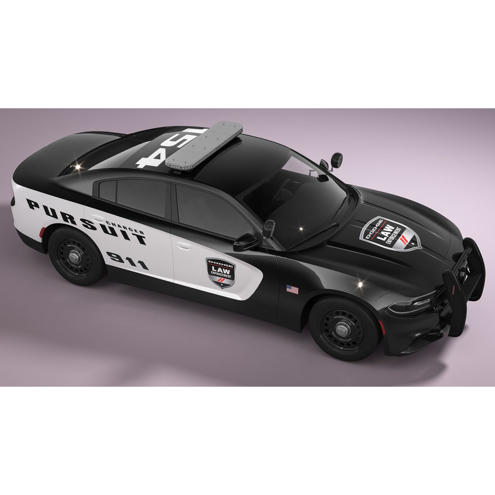 Dodge Charger Police - Game-Ready 3D Model - View 8