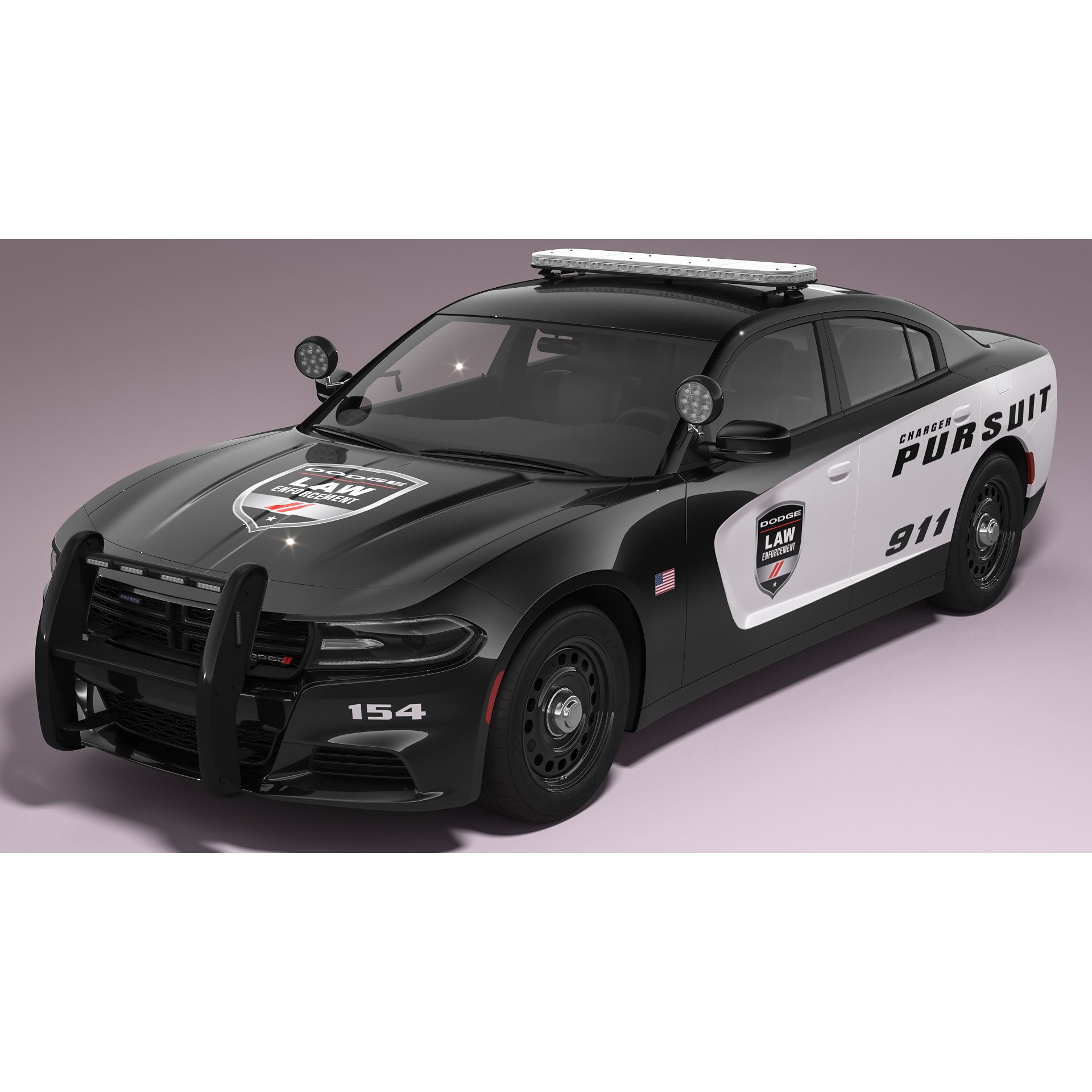 Dodge Charger Police - Game-Ready 3D Model - View 9