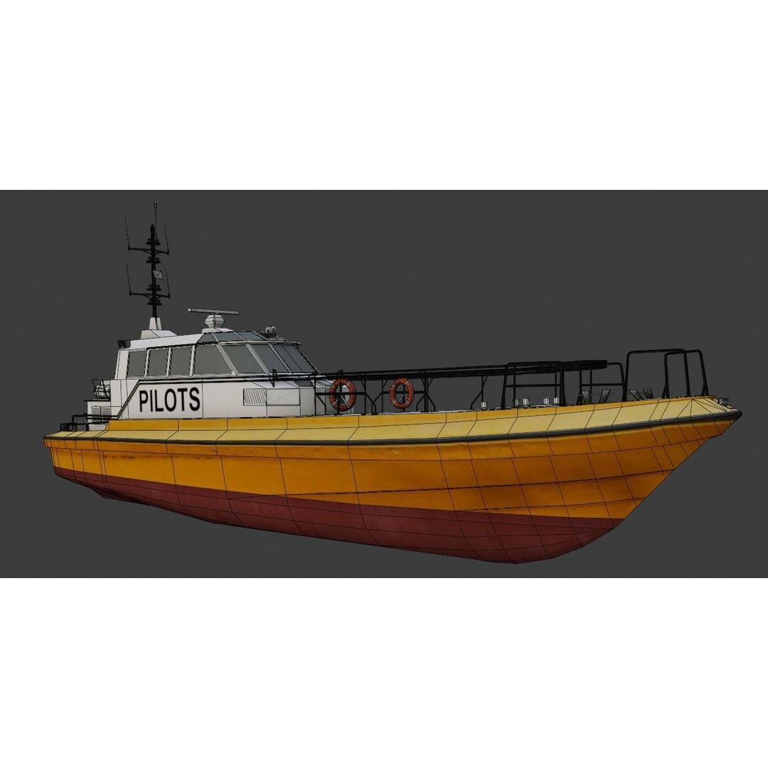 Pilot Boat 3D Model – Low Poly Industrial Watercraft, FBX, Unity