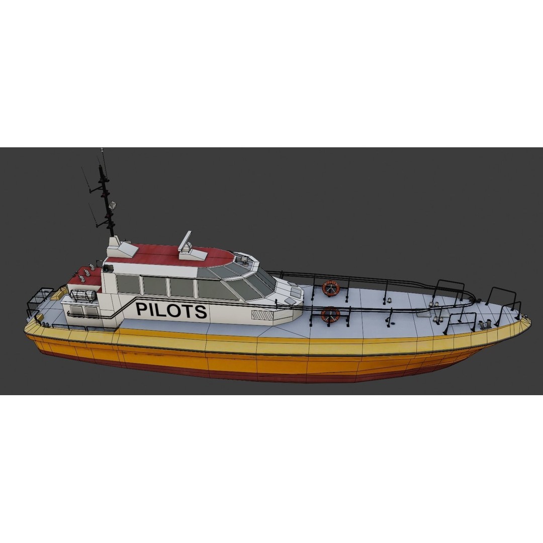 Pilot Boat 3D Model – Low Poly Industrial Watercraft, FBX, Unity - View 10