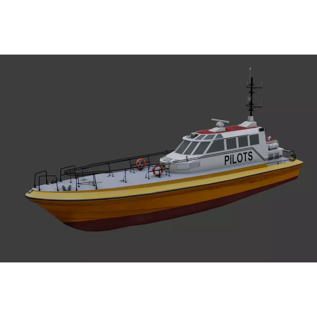 Pilot Boat 3D Model – Low Poly Industrial Watercraft, FBX, Unity - View 2