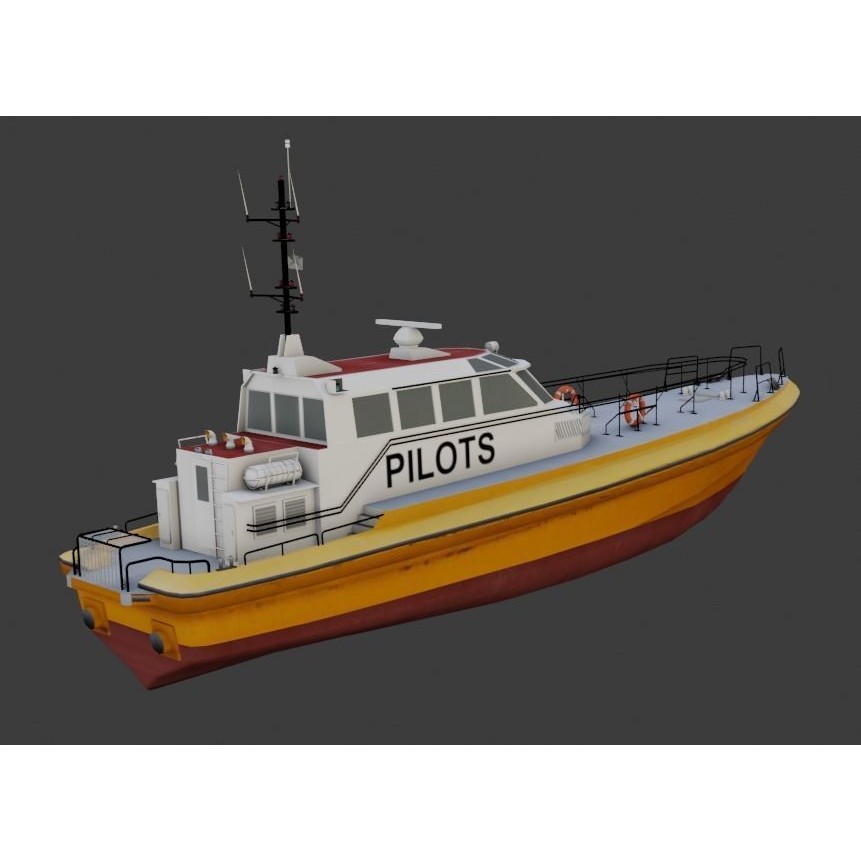 Pilot Boat 3D Model – Low Poly Industrial Watercraft, FBX, Unity - View 4